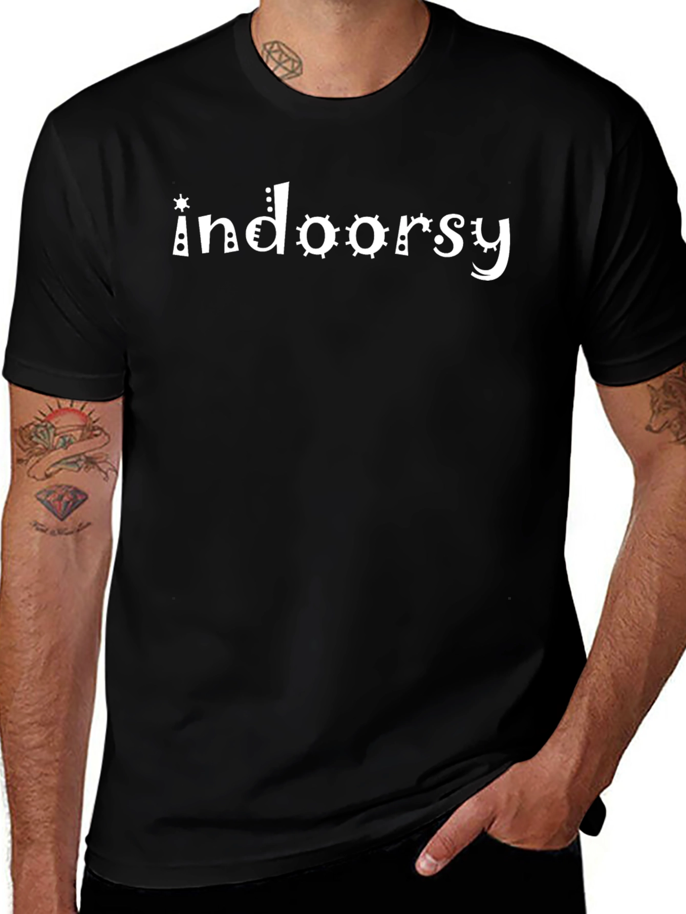 Indoorsy Graphic Tee - Black Casual T-Shirt