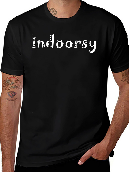 Indoorsy Graphic Tee - Black Casual T-Shirt