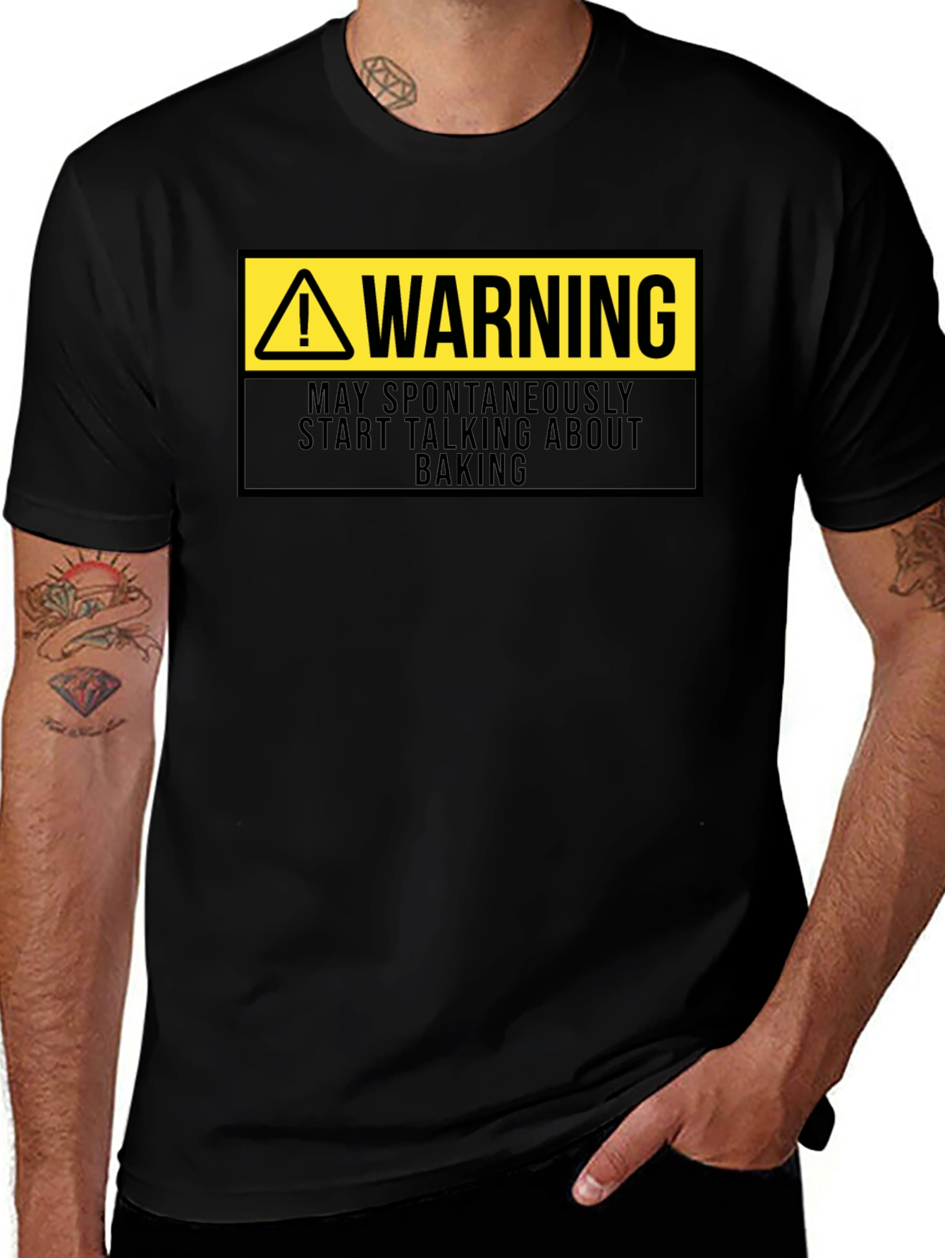 Warning: May Spontaneously Talk Baking Black T-Shirt