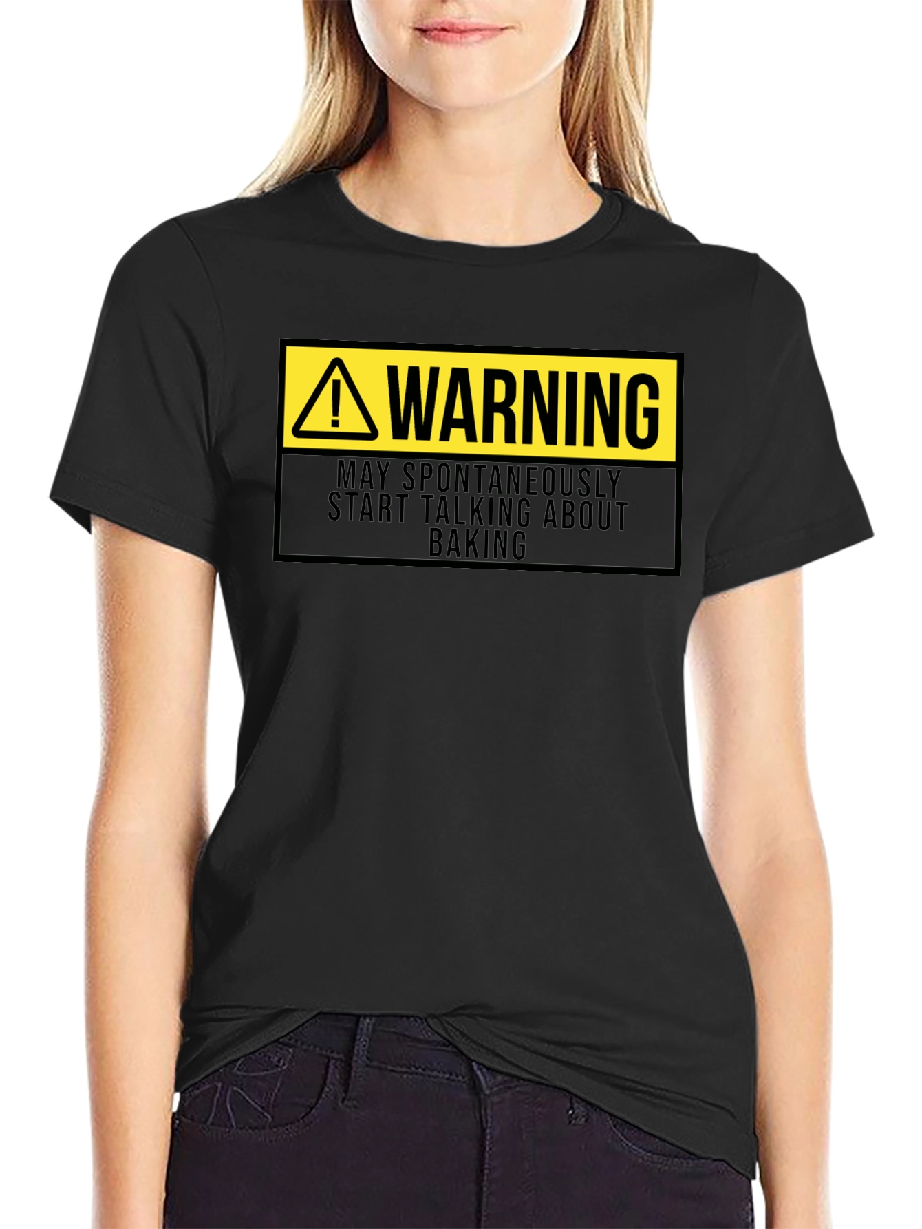 Warning: May Spontaneously Talk Baking Black T-Shirt
