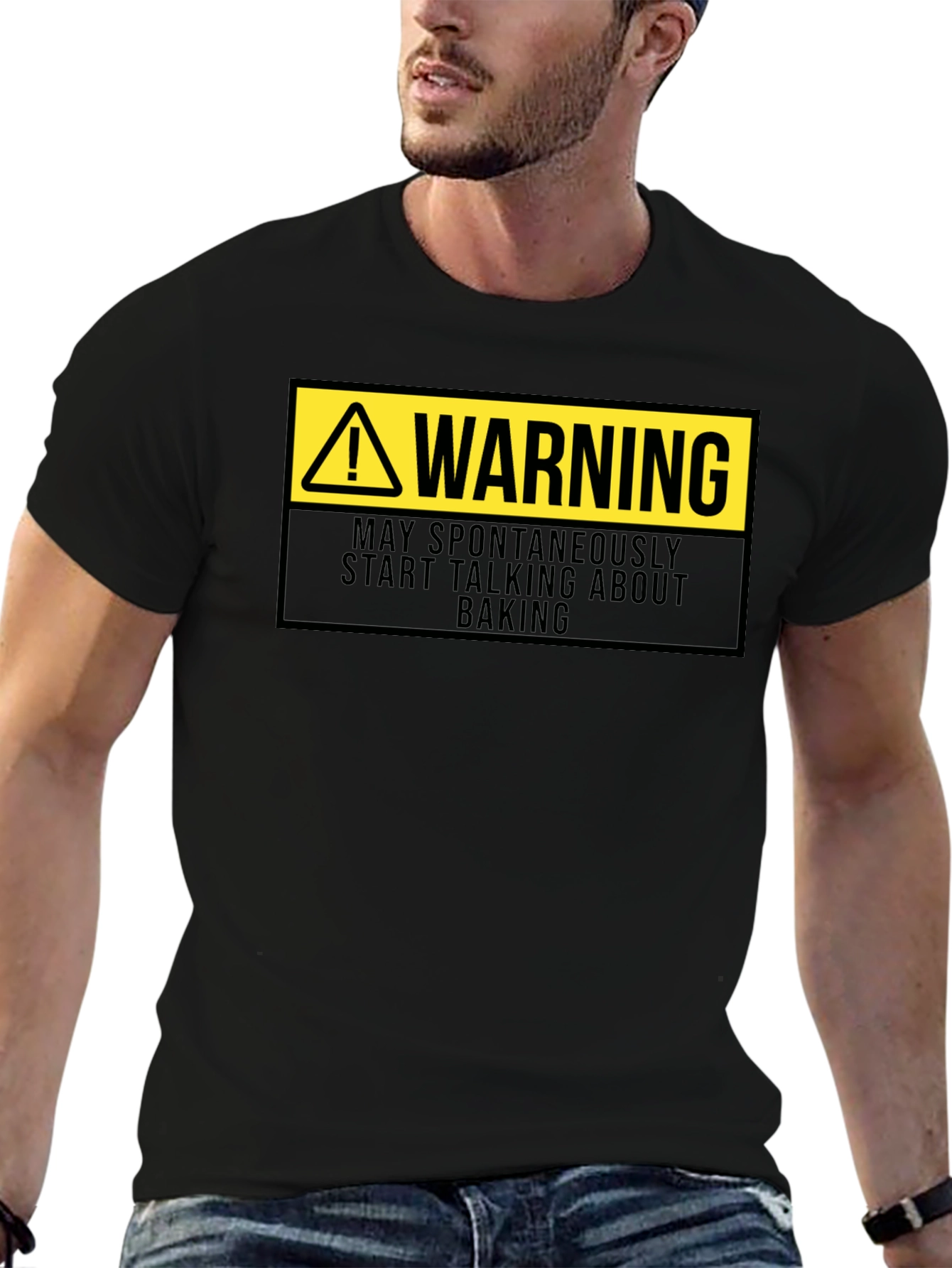 Warning: May Spontaneously Talk Baking Black T-Shirt