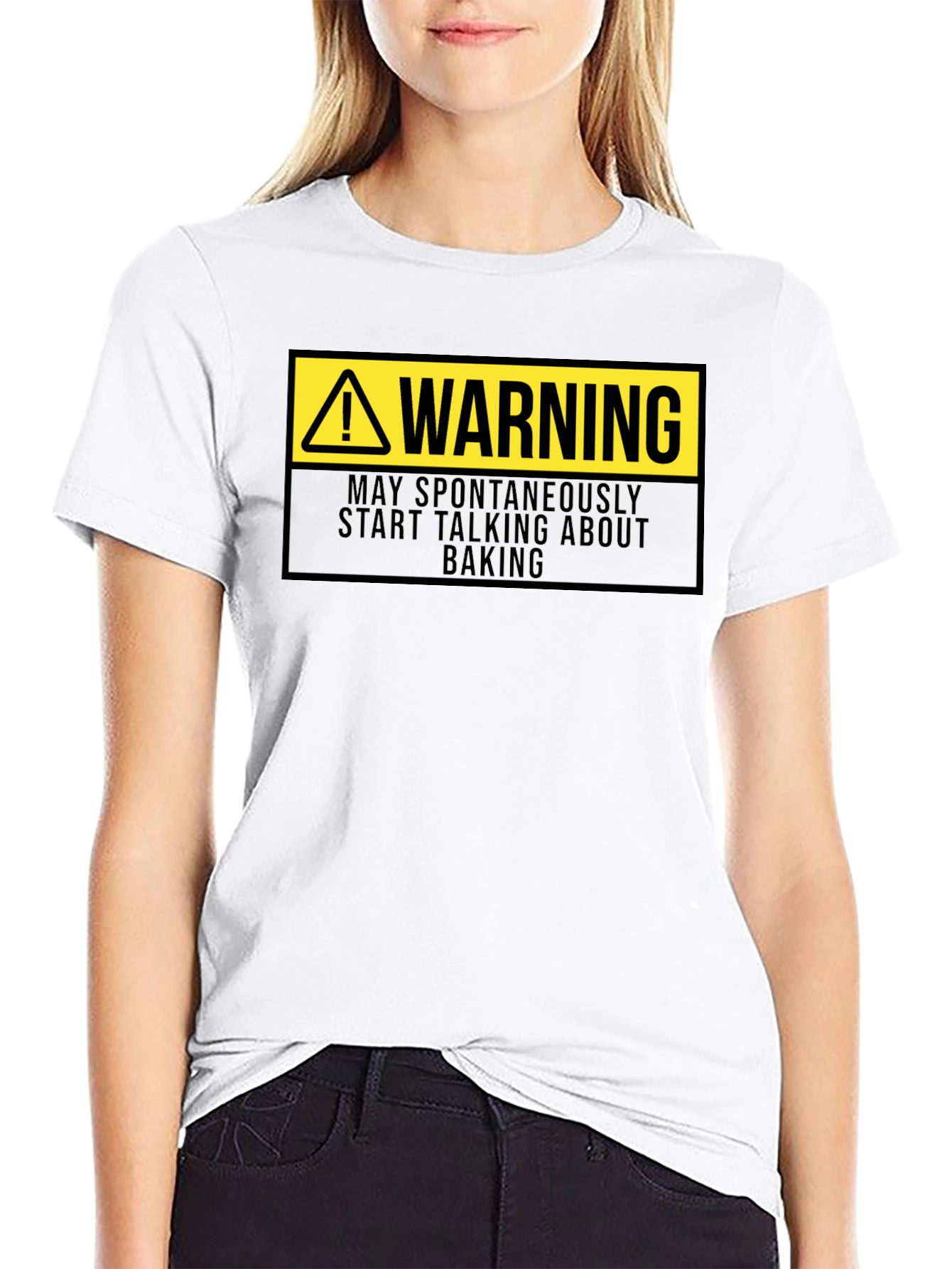 Warning: May Spontaneously Talk Baking Black T-Shirt