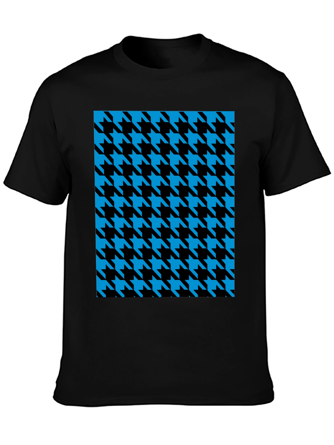 Houndstooth Patterned Black T-Shirt
