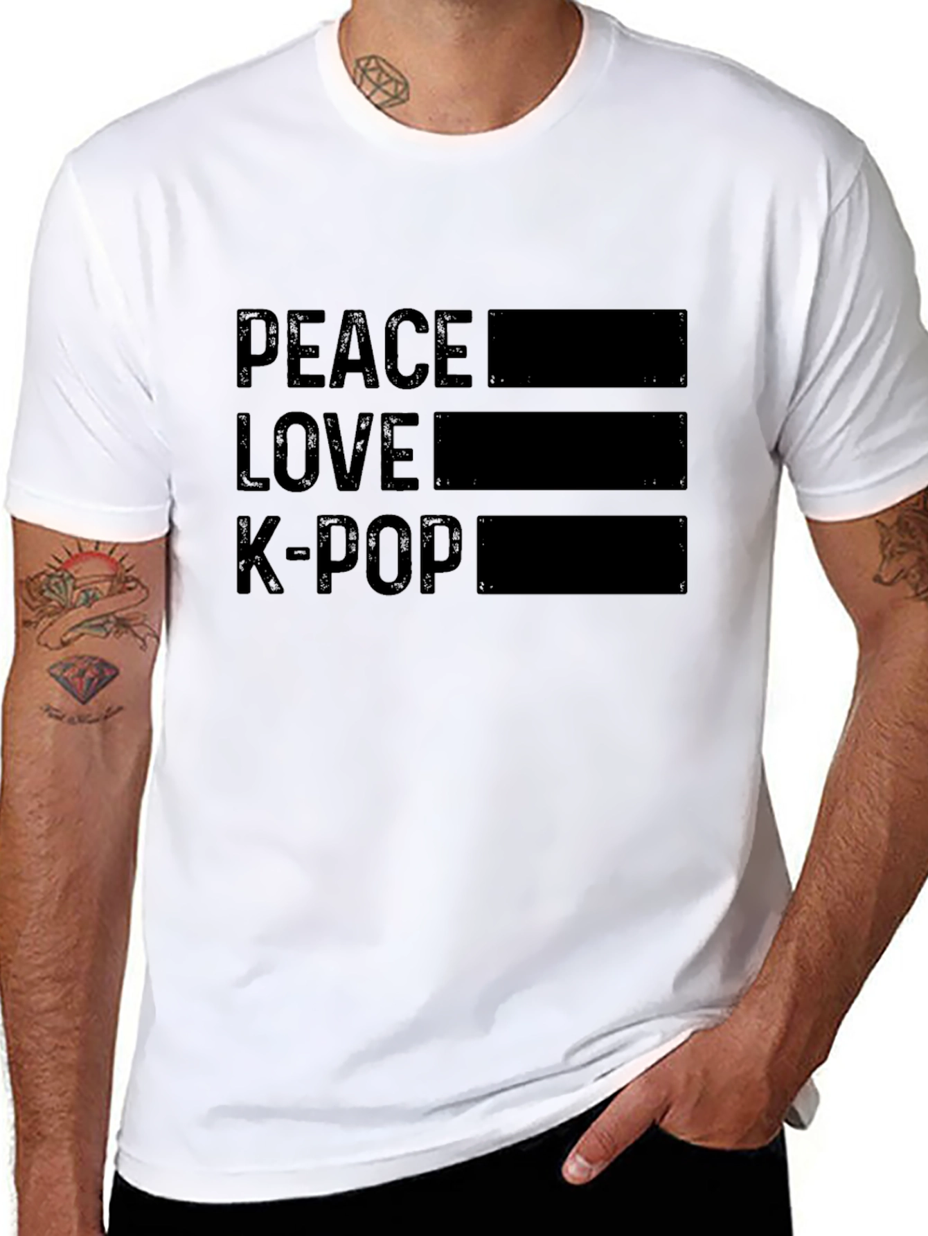 Peace Love K-Pop Graphic Tee - Trendy Music Shirt