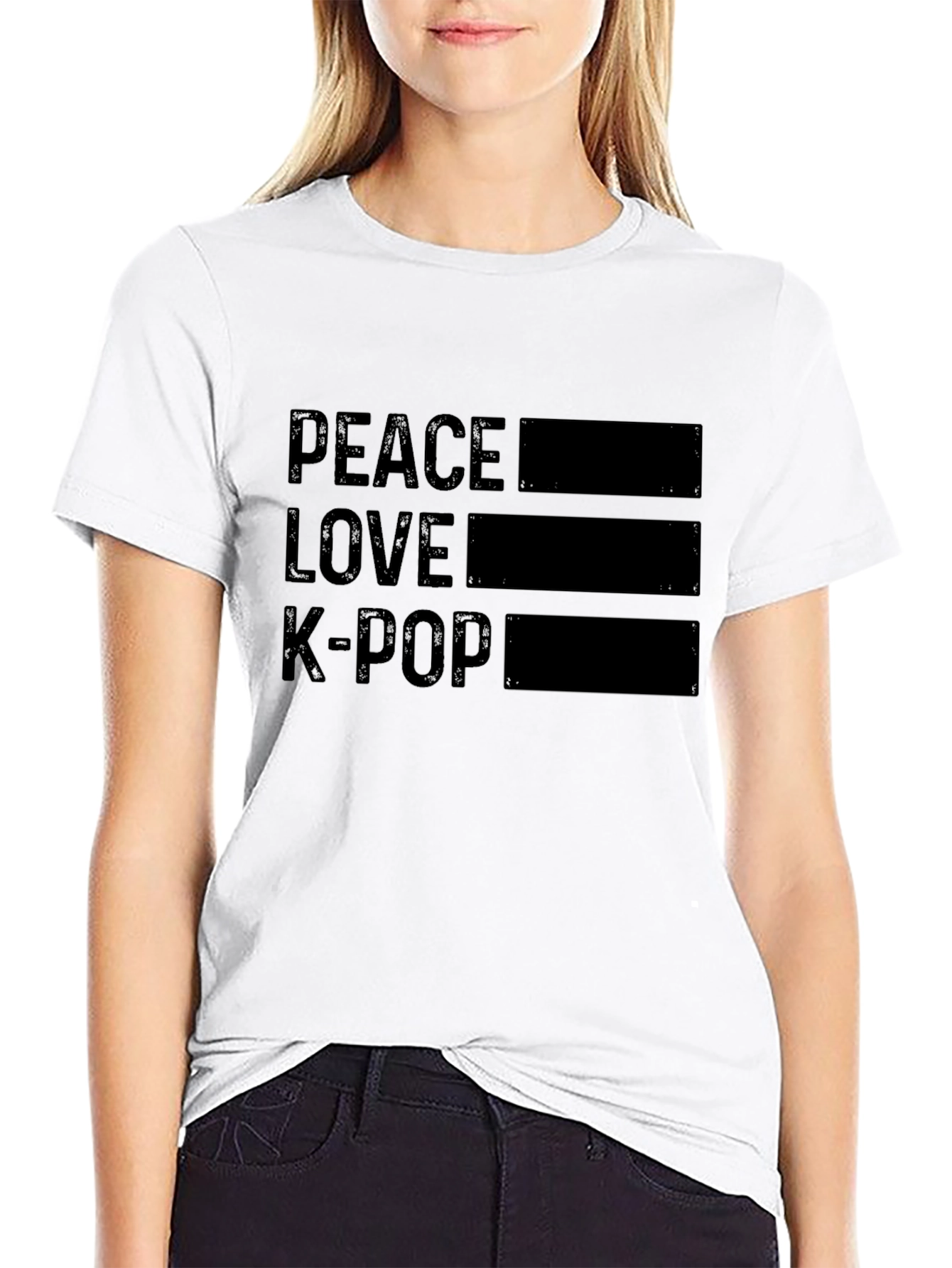 Peace Love K-Pop Graphic Tee - Trendy Music Shirt
