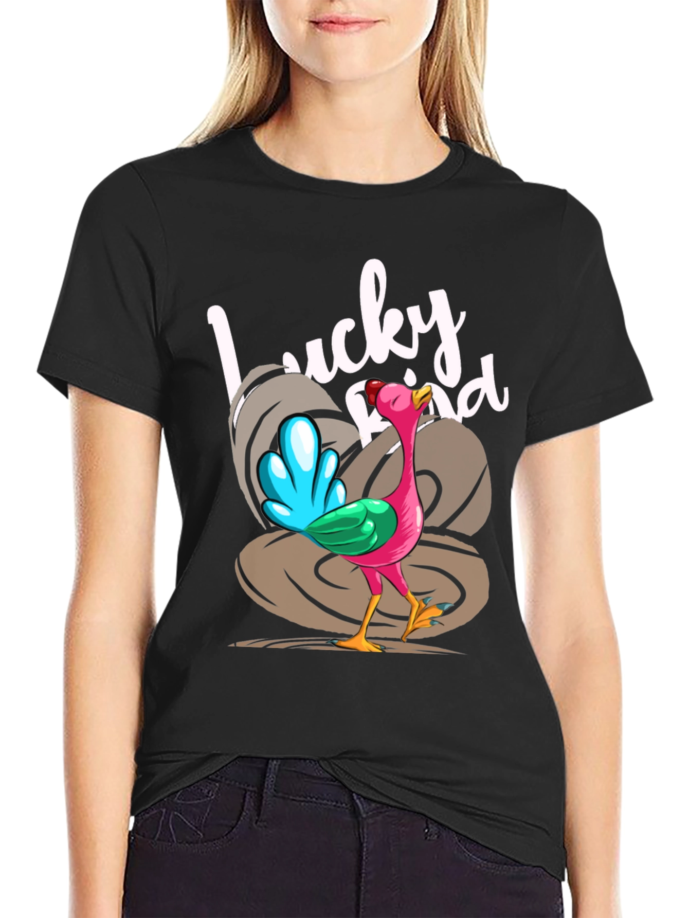 Lucky Bird Graphic Tee - Thanksgiving Humor