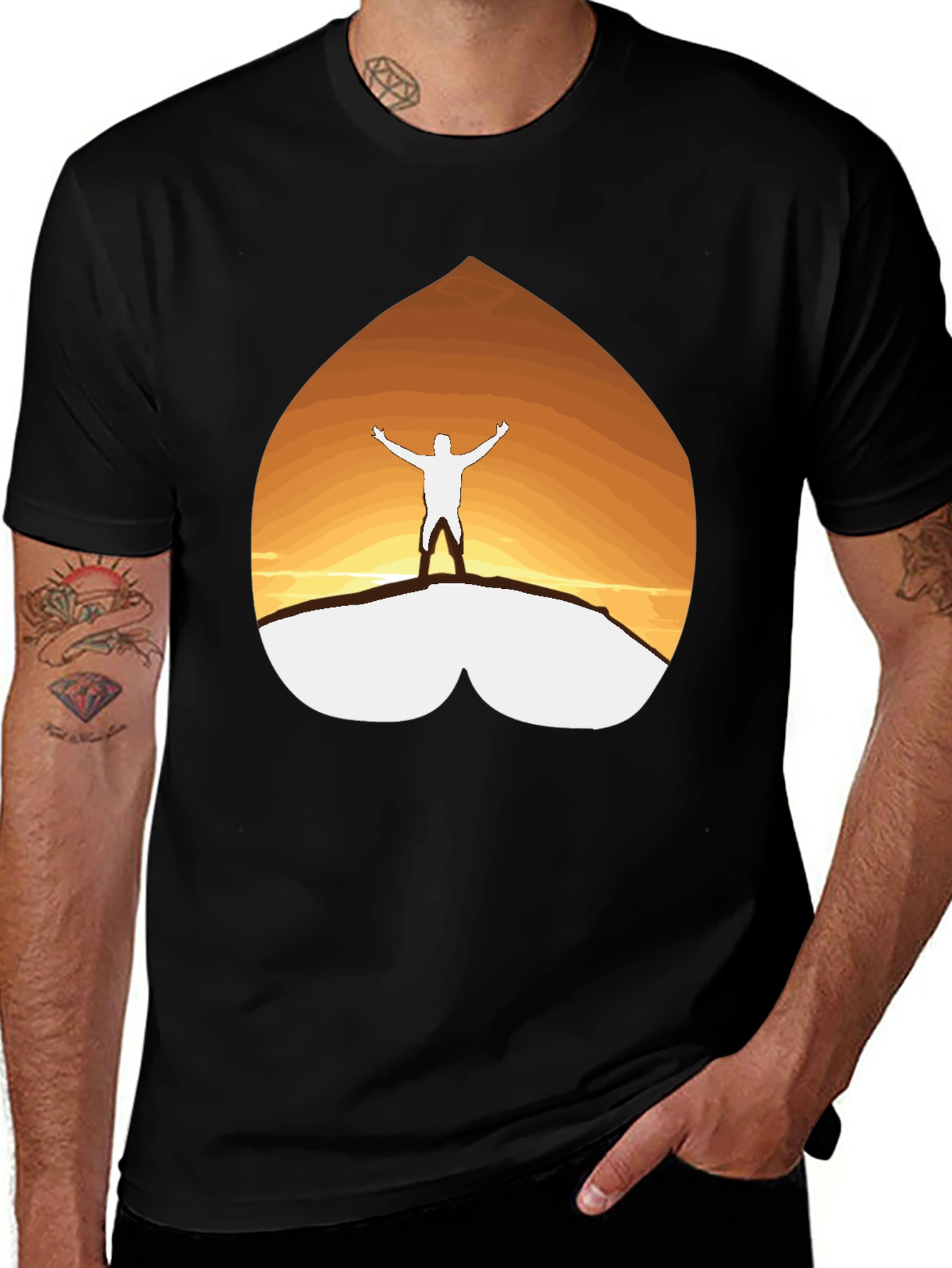 Mountain Sunset Graphic Tee - Black Casual Shirt