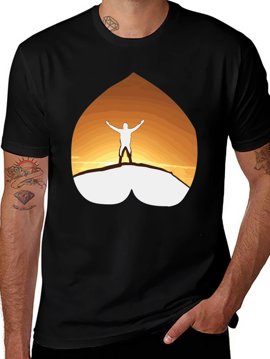 Mountain Sunset Graphic Tee - Black Casual Shirt