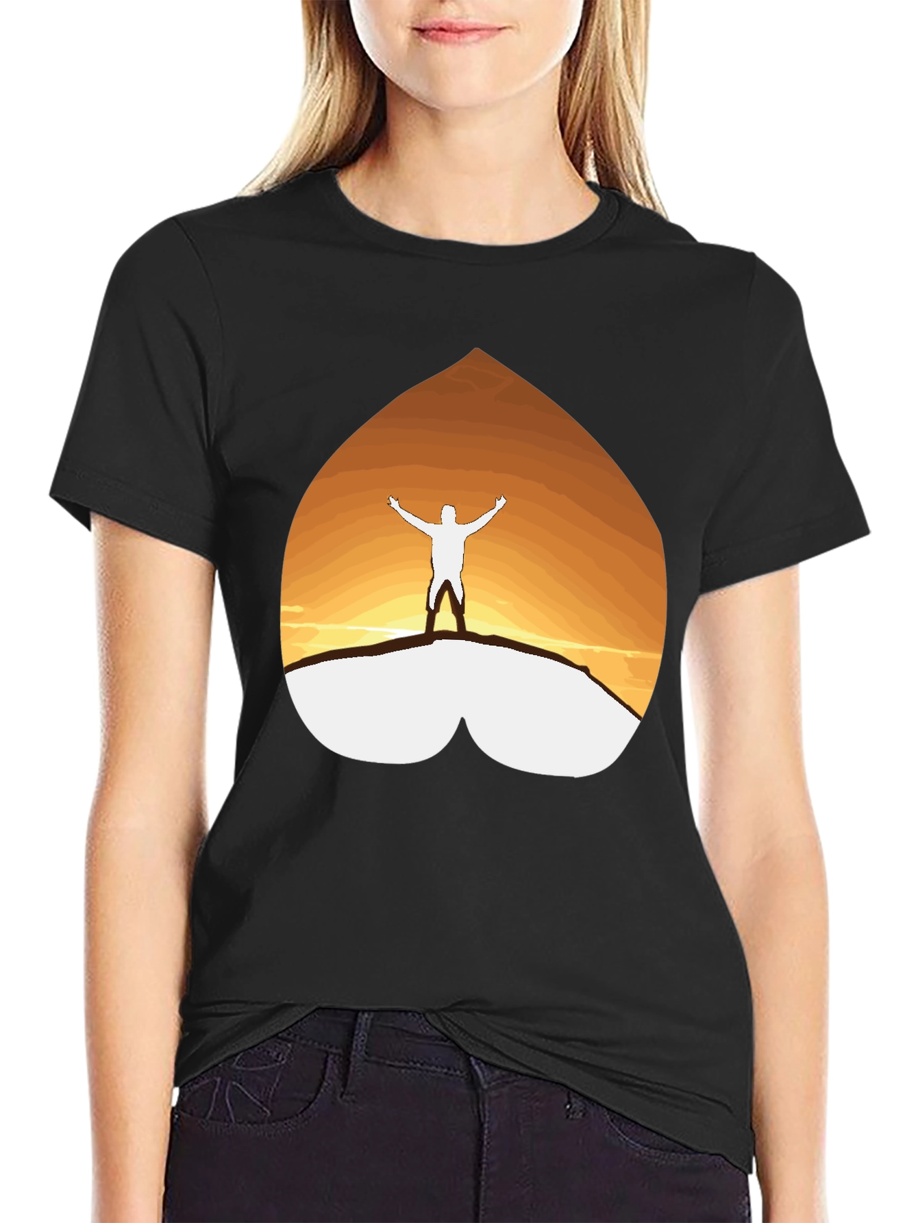 Mountain Sunset Graphic Tee - Black Casual Shirt