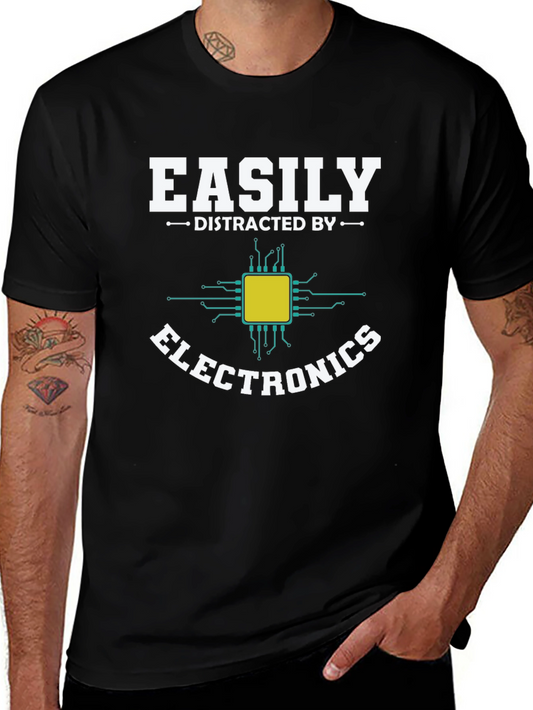 Easily Distracted By Electronics Funny T-Shirt