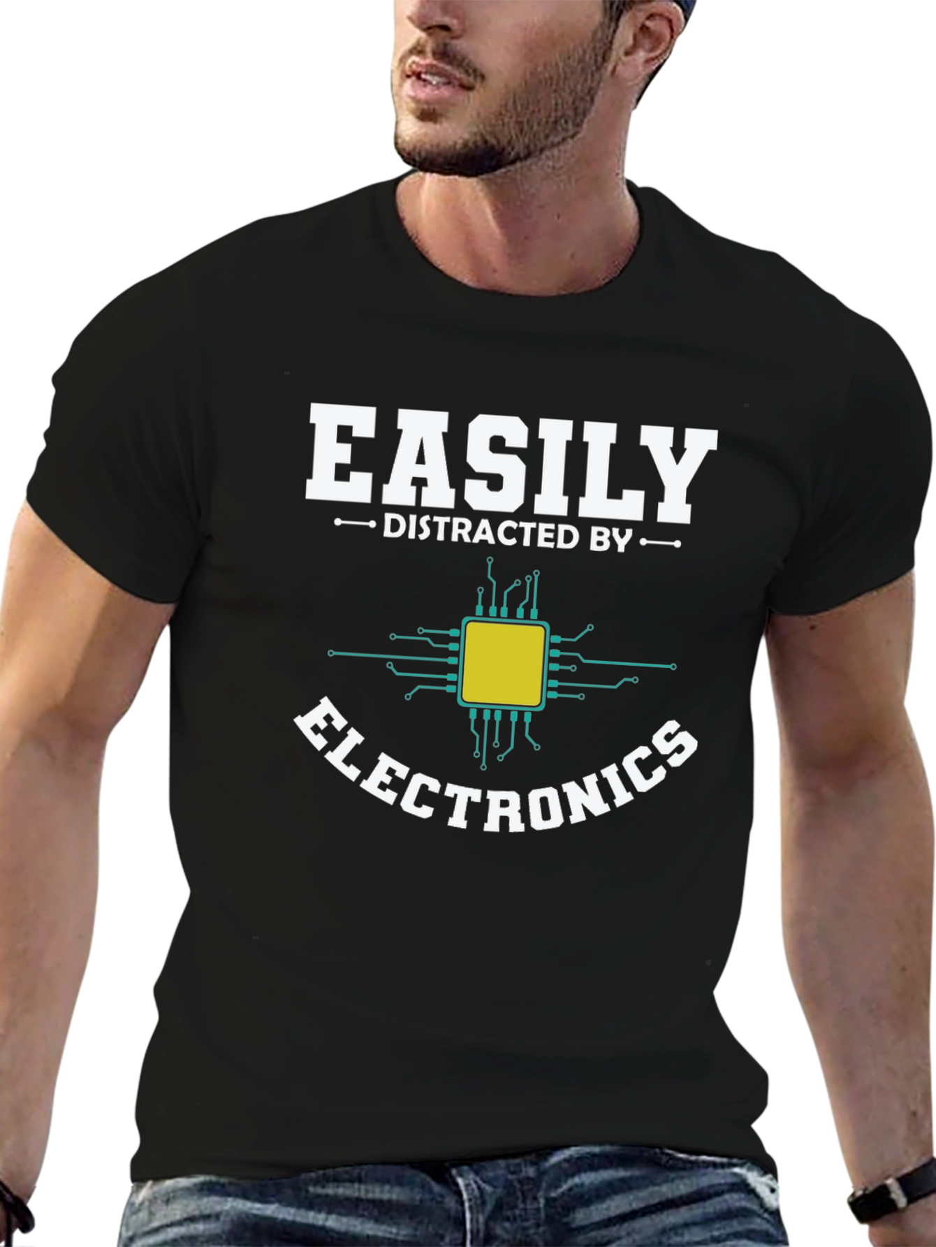 Easily Distracted By Electronics Funny T-Shirt