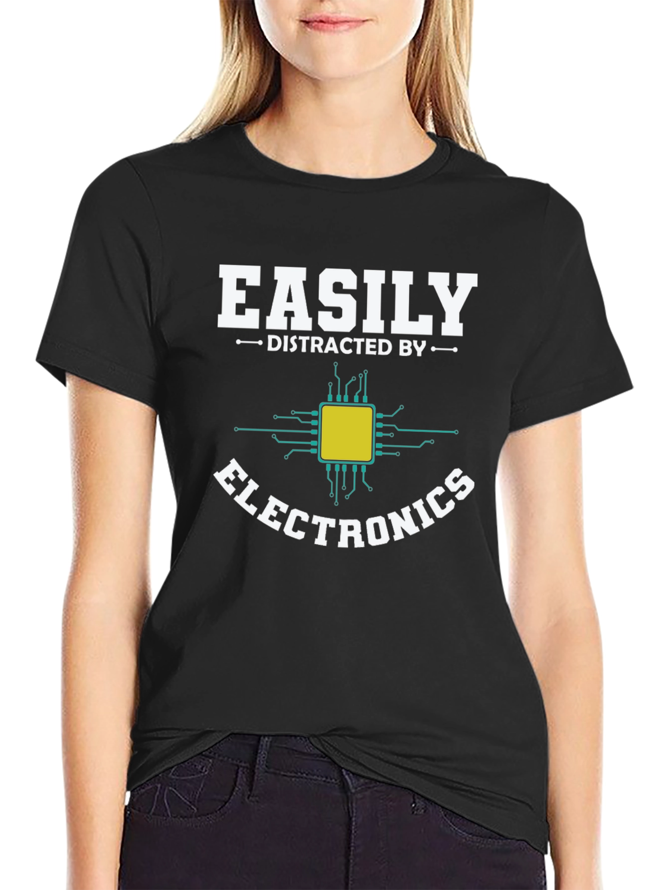 Easily Distracted By Electronics Funny T-Shirt