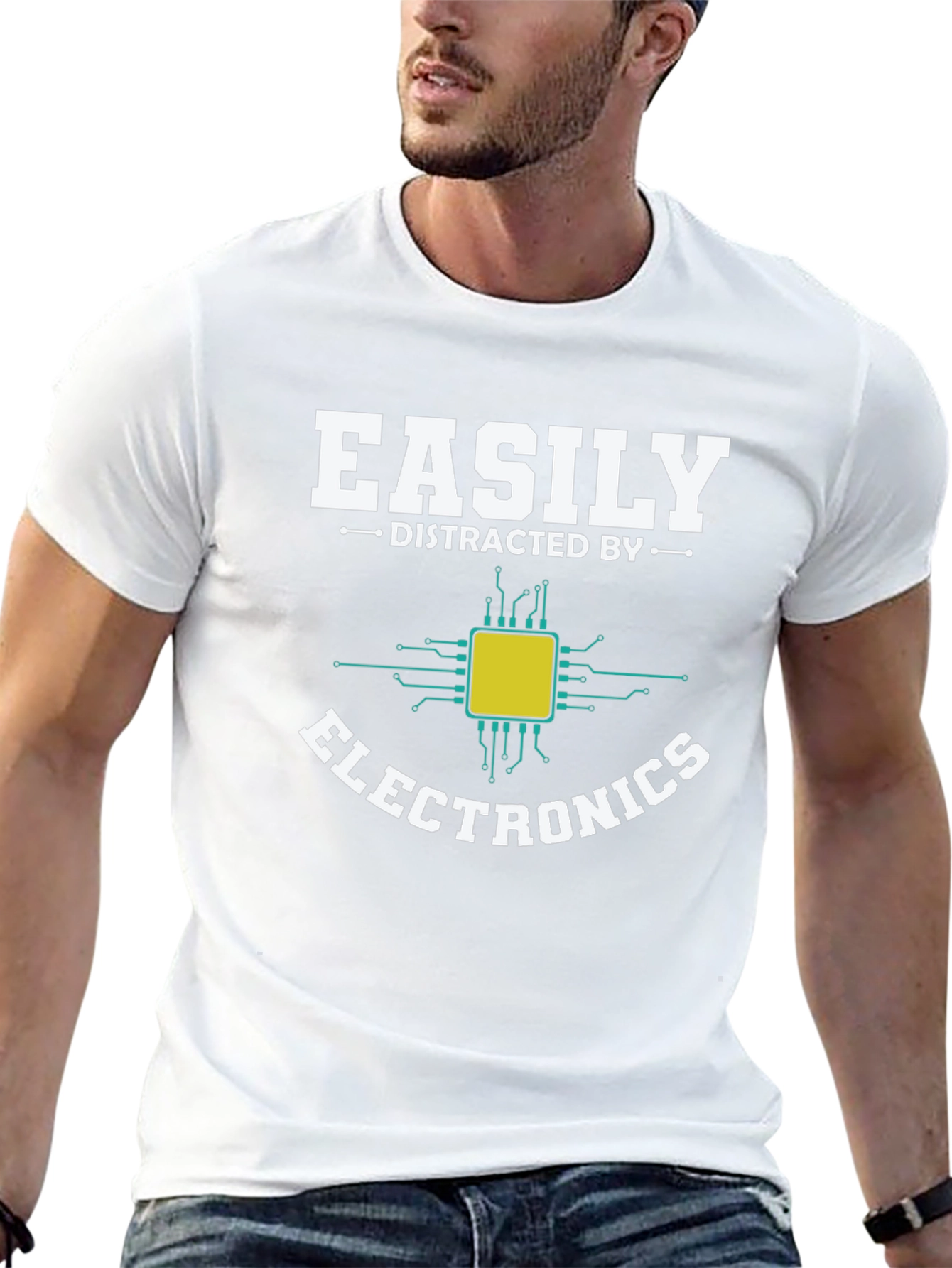 Easily Distracted By Electronics Funny T-Shirt