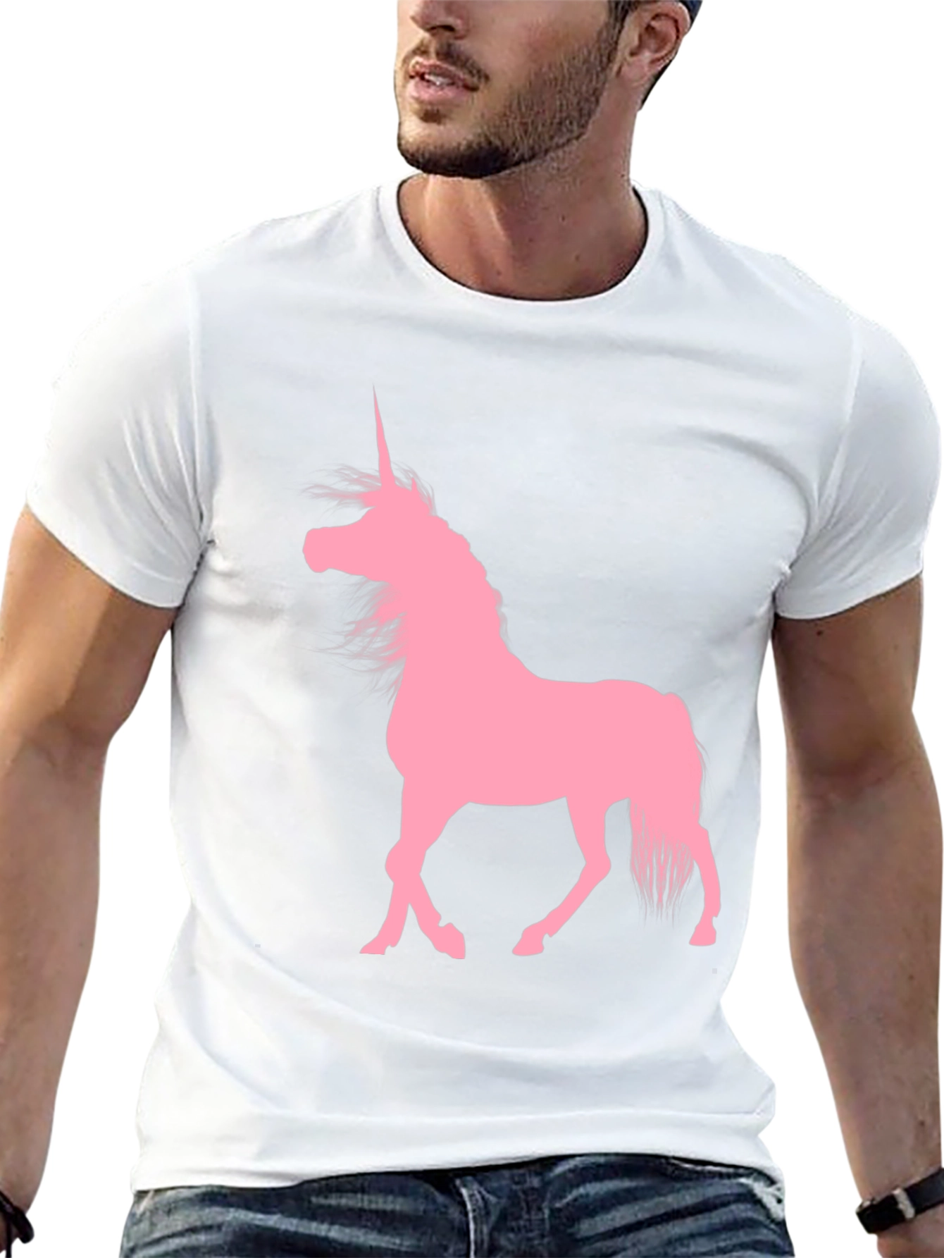 Black T-Shirt with Pink Unicorn Graphic