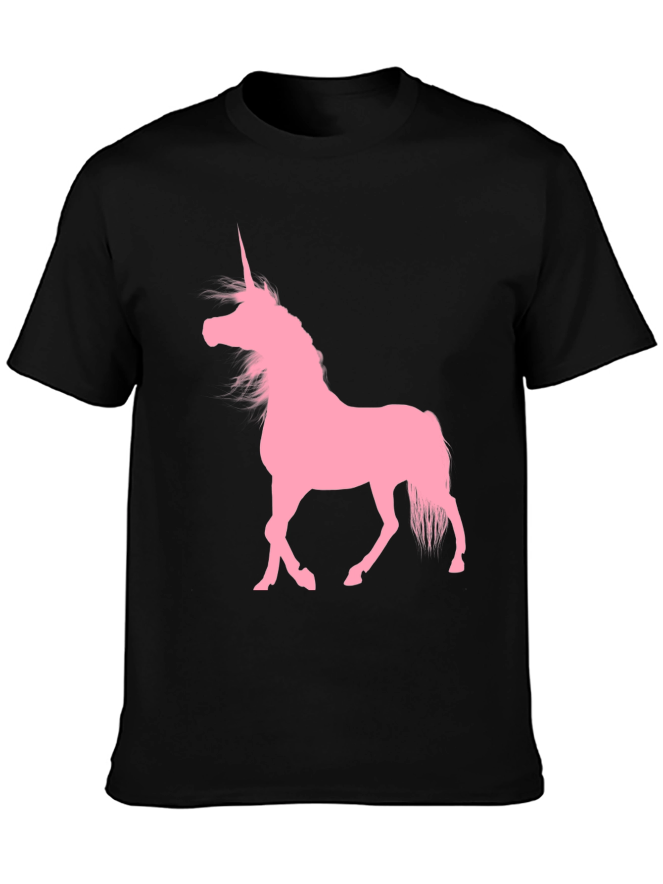 Black T-Shirt with Pink Unicorn Graphic