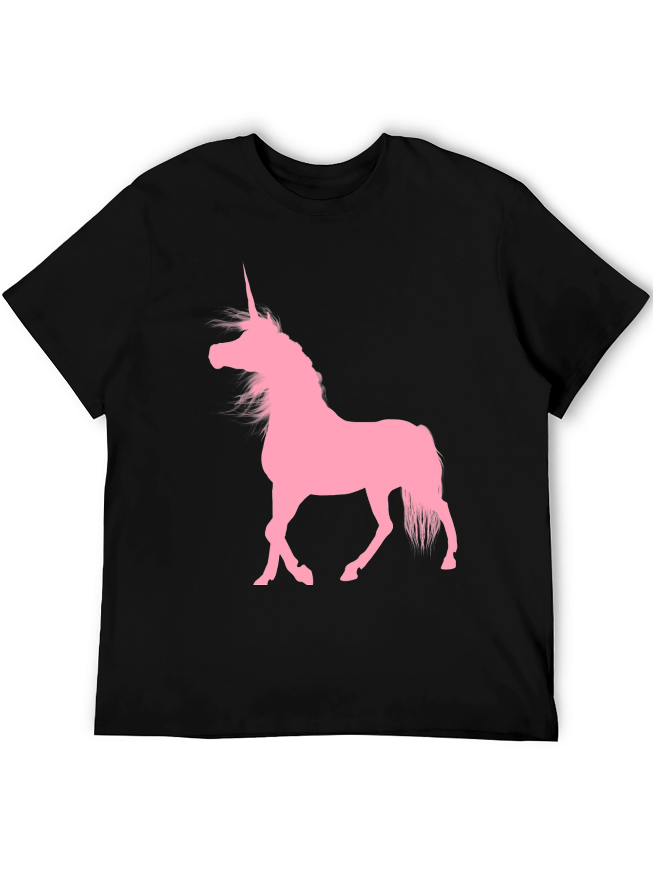 Black T-Shirt with Pink Unicorn Graphic