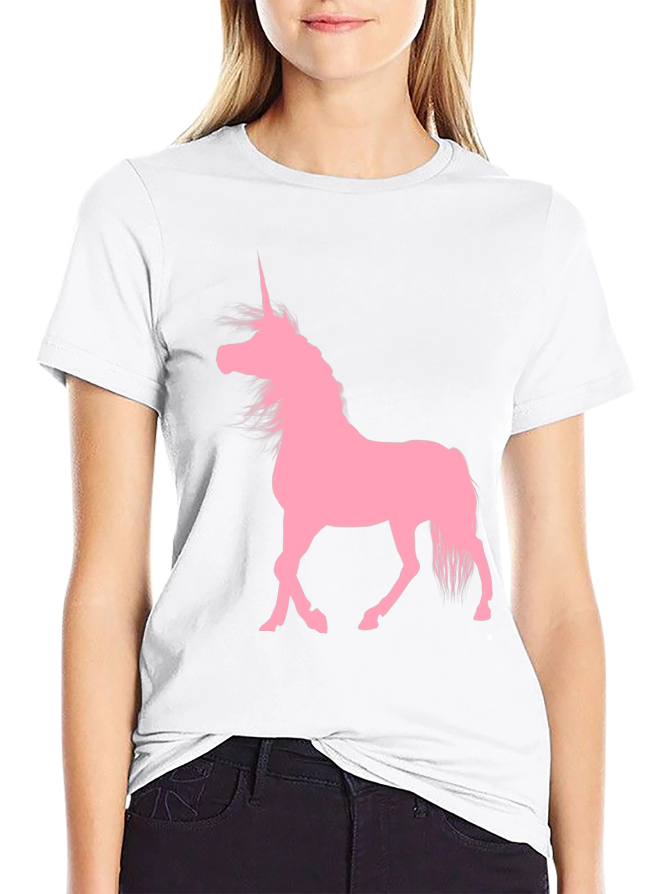 Black T-Shirt with Pink Unicorn Graphic