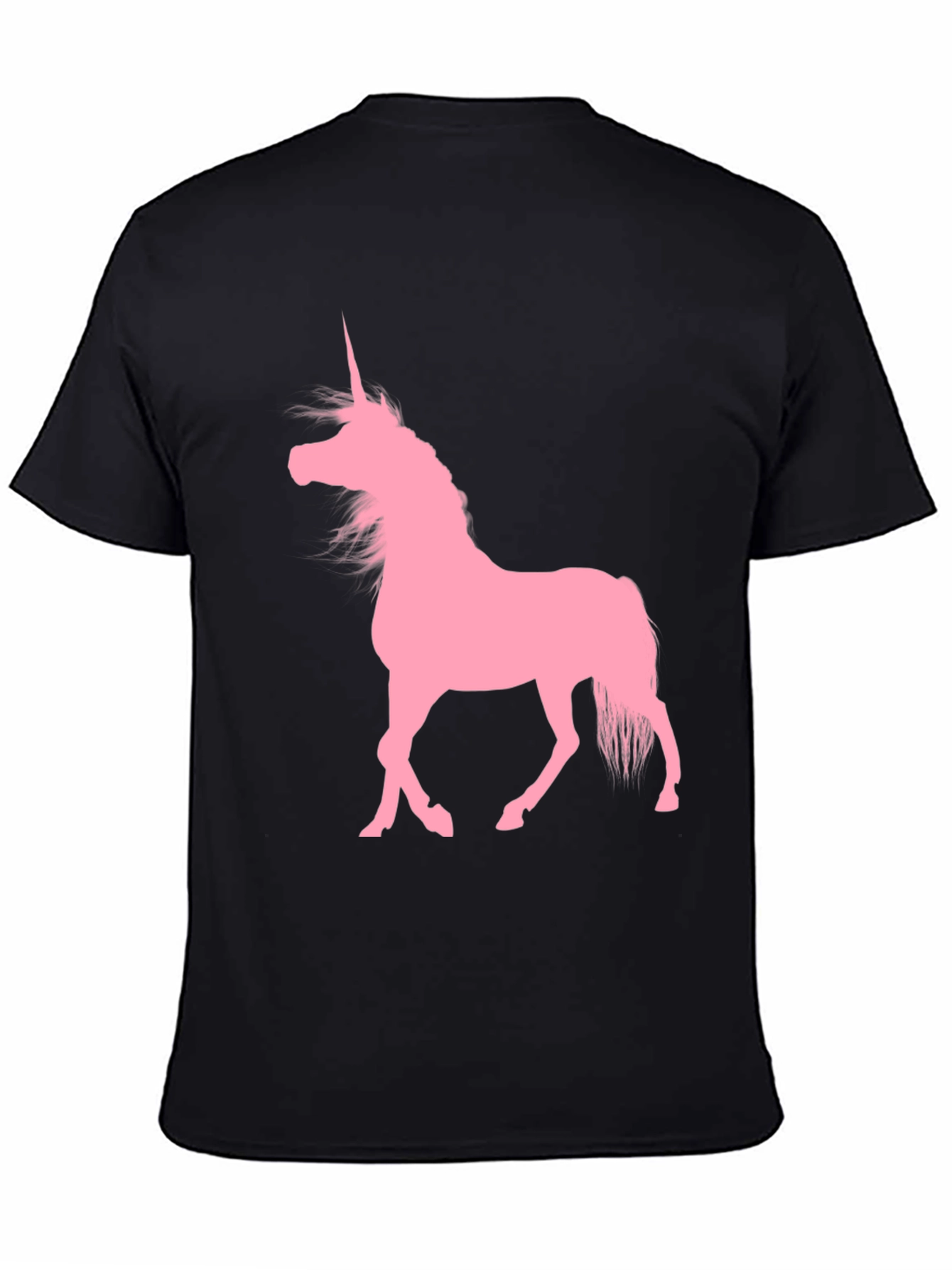 Black T-Shirt with Pink Unicorn Graphic