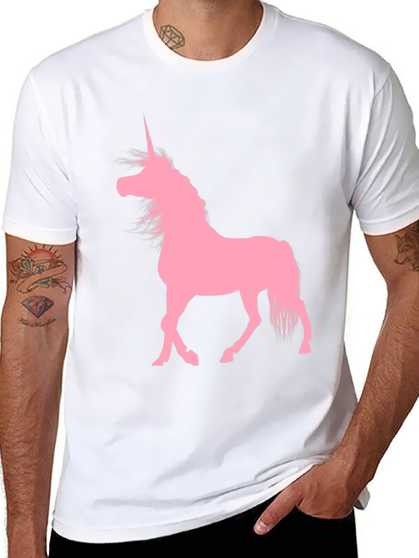 Black T-Shirt with Pink Unicorn Graphic