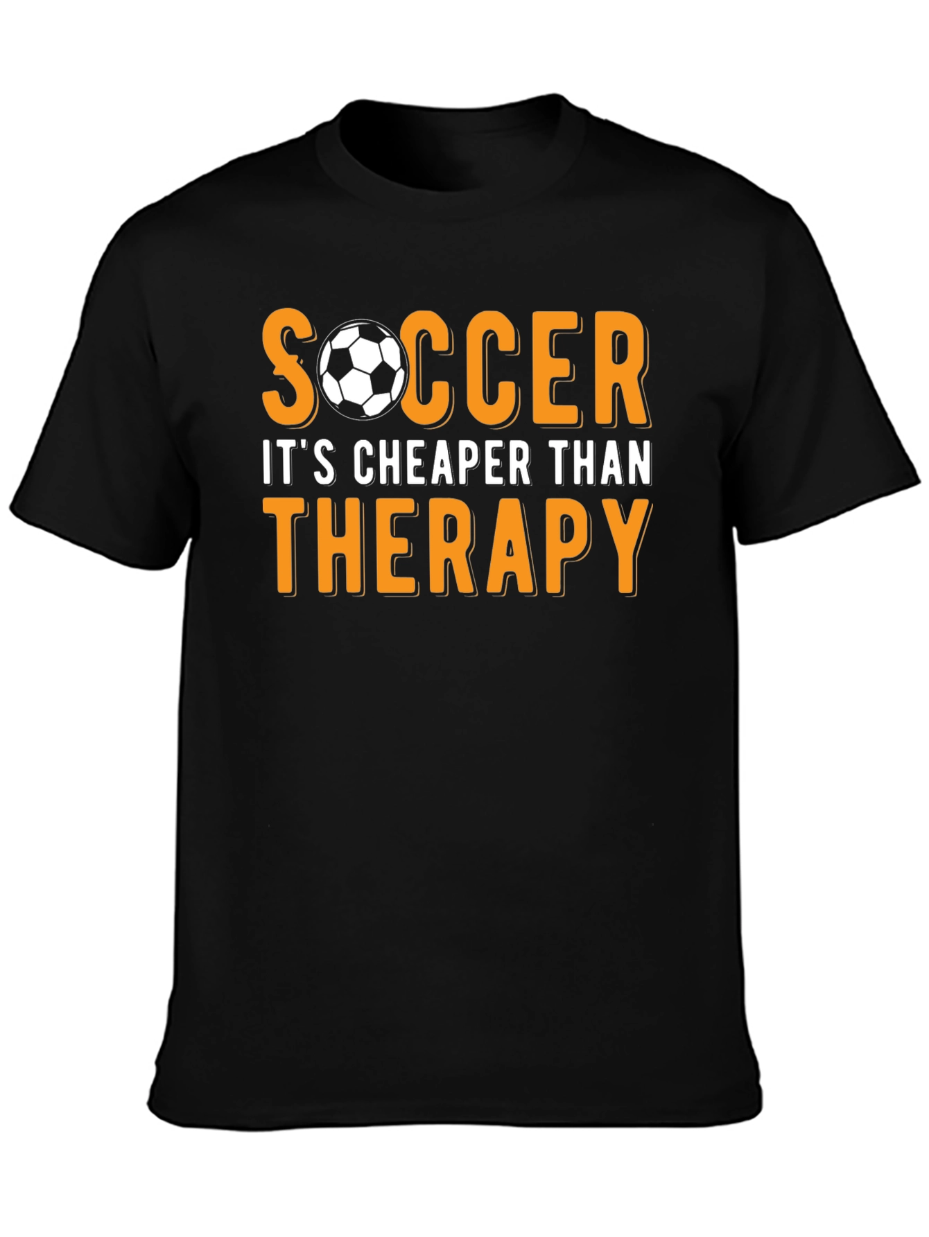 Soccer Cheaper Than Therapy Black T-Shirt