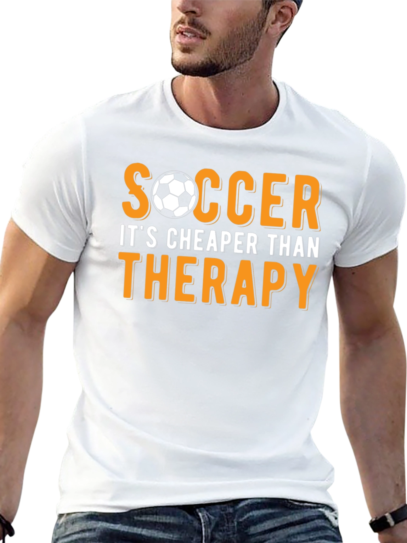 Soccer Cheaper Than Therapy Black T-Shirt