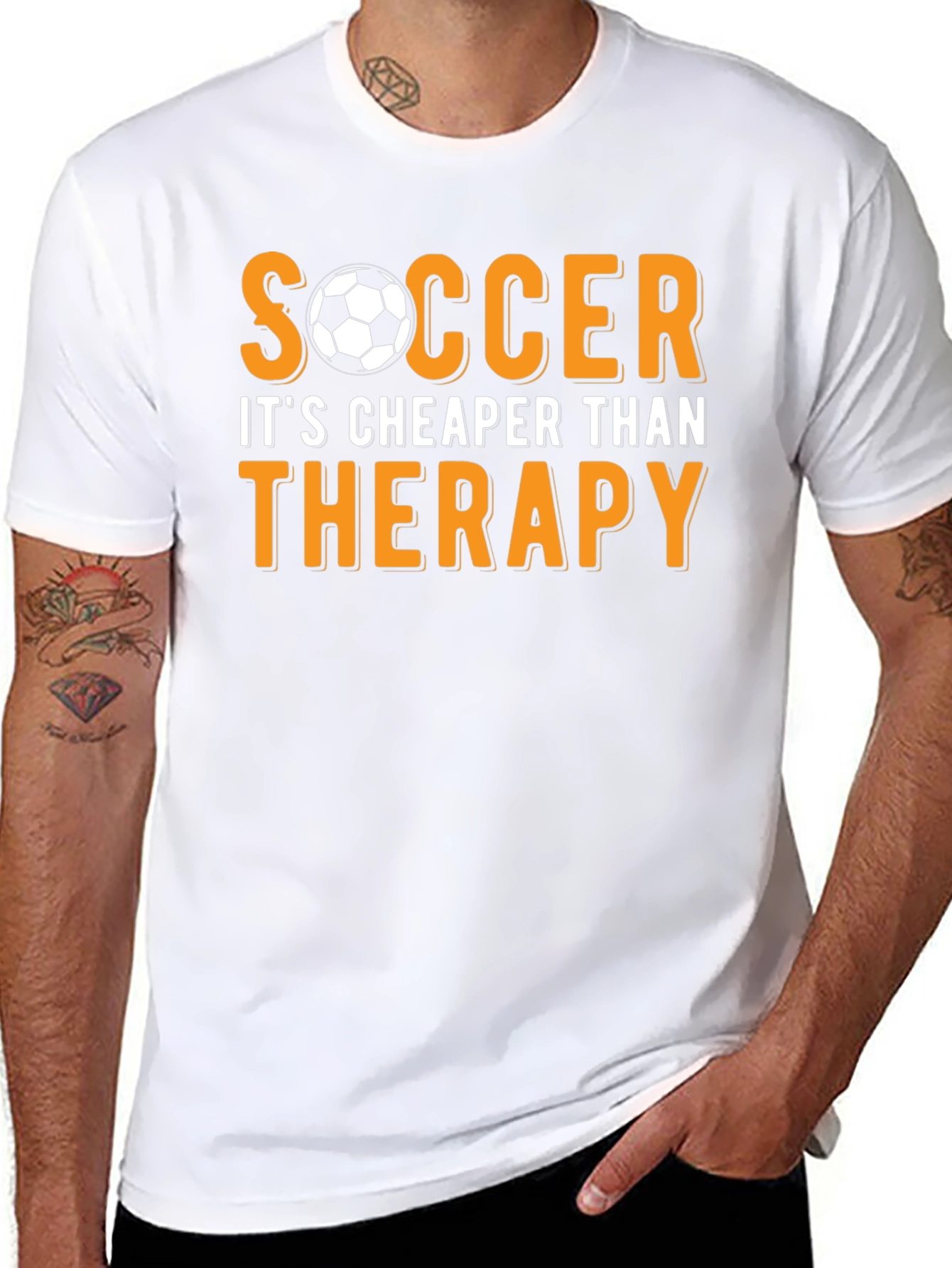 Soccer Cheaper Than Therapy Black T-Shirt