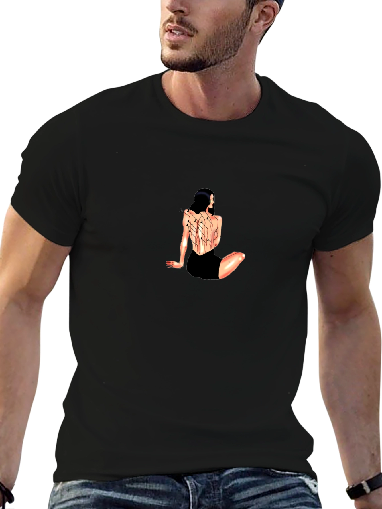 Woman Circuit Back Print Black Tee