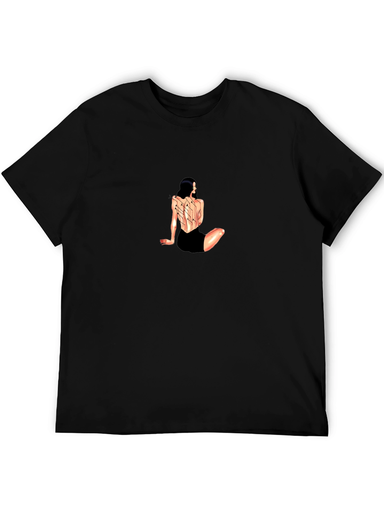 Woman Circuit Back Print Black Tee
