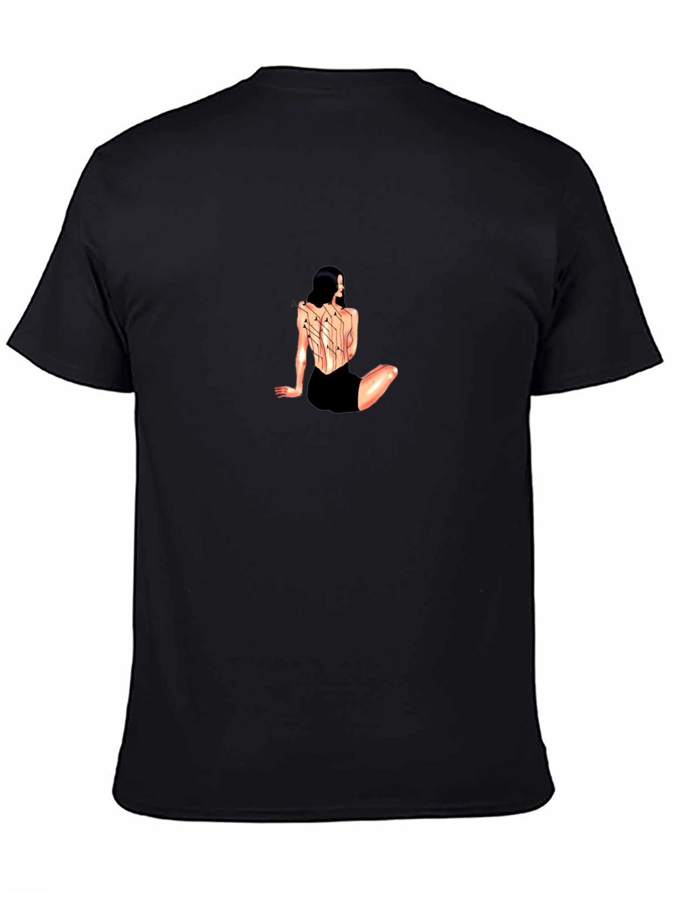 Woman Circuit Back Print Black Tee