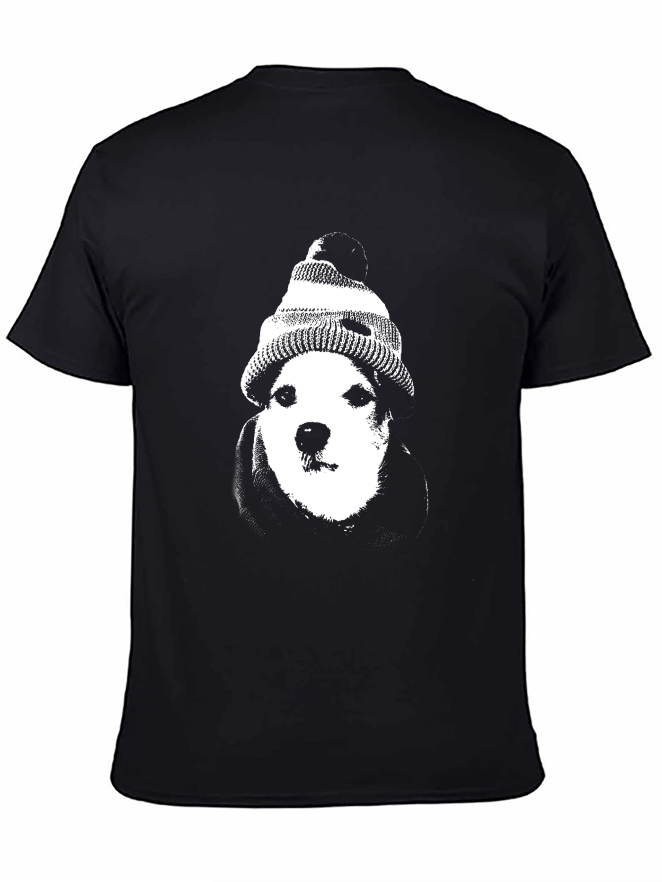 Dog with Beanie Graphic Tee - Black