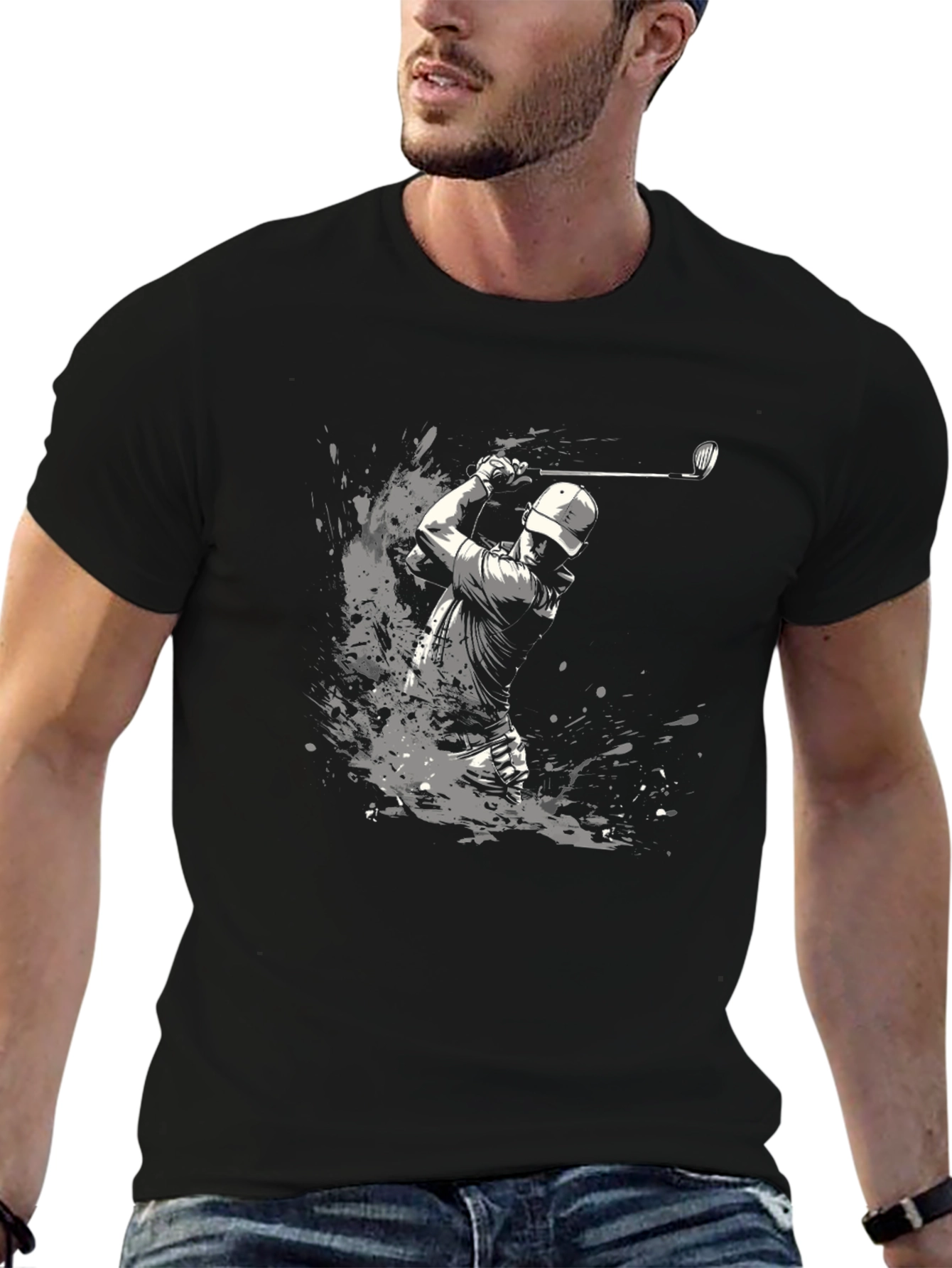 Golfer Splash Graphic T-Shirt - Black