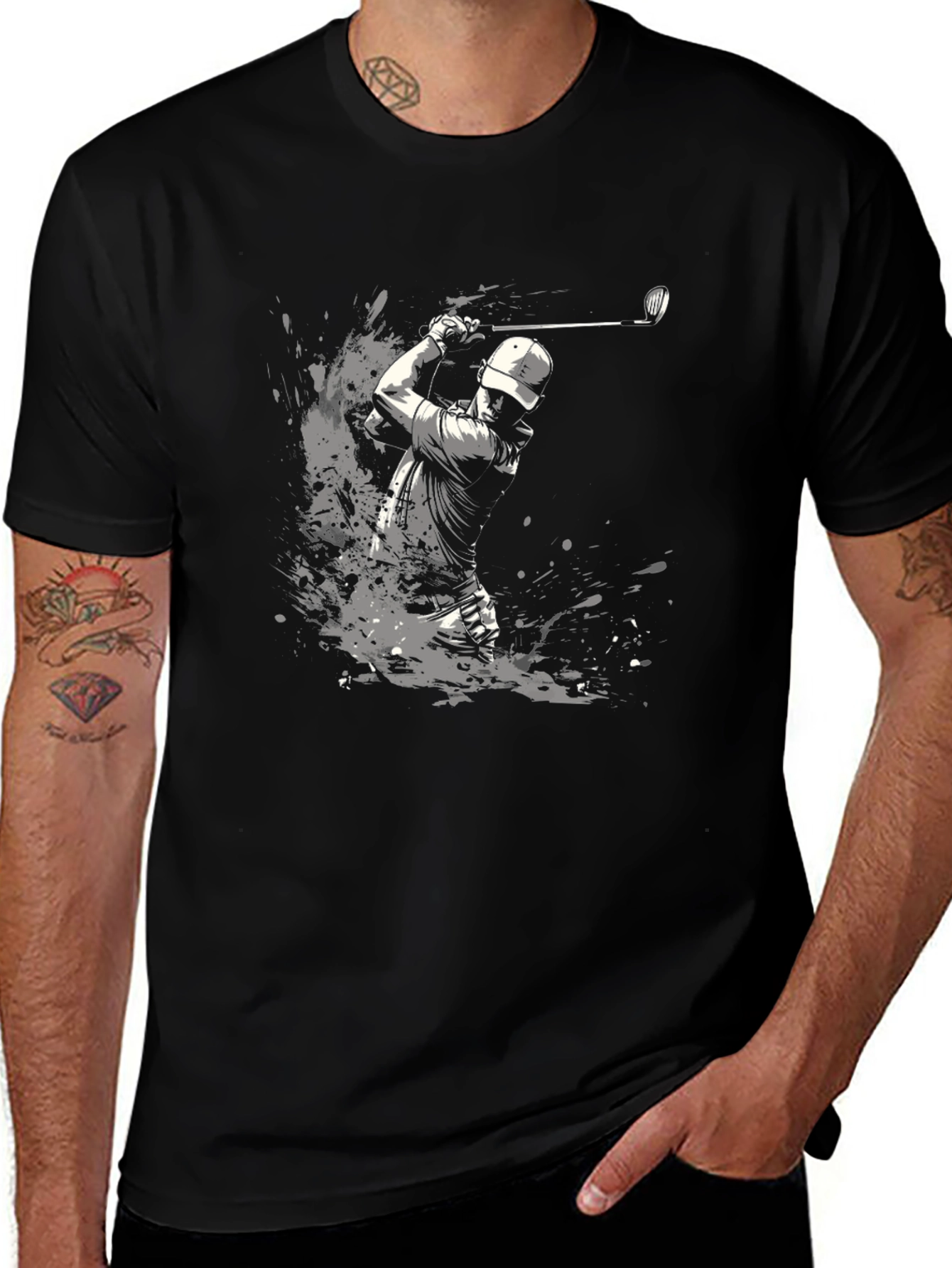 Golfer Splash Graphic T-Shirt - Black