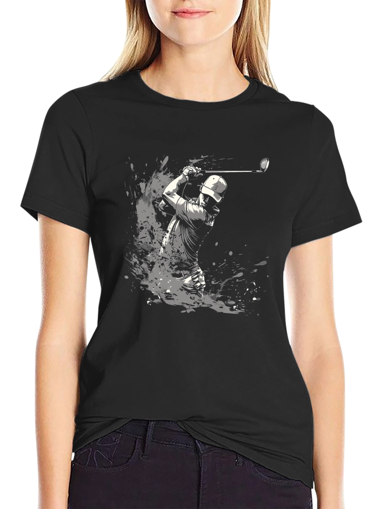 Golfer Splash Graphic T-Shirt - Black