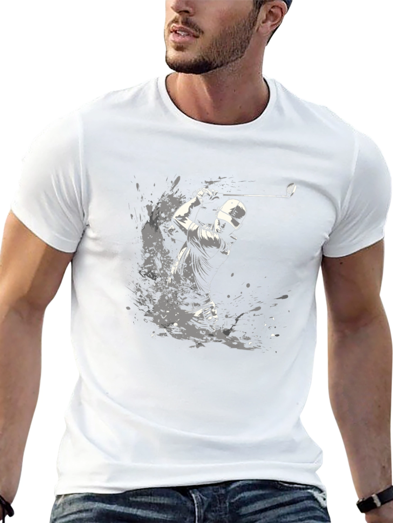 Golfer Splash Graphic T-Shirt - Black