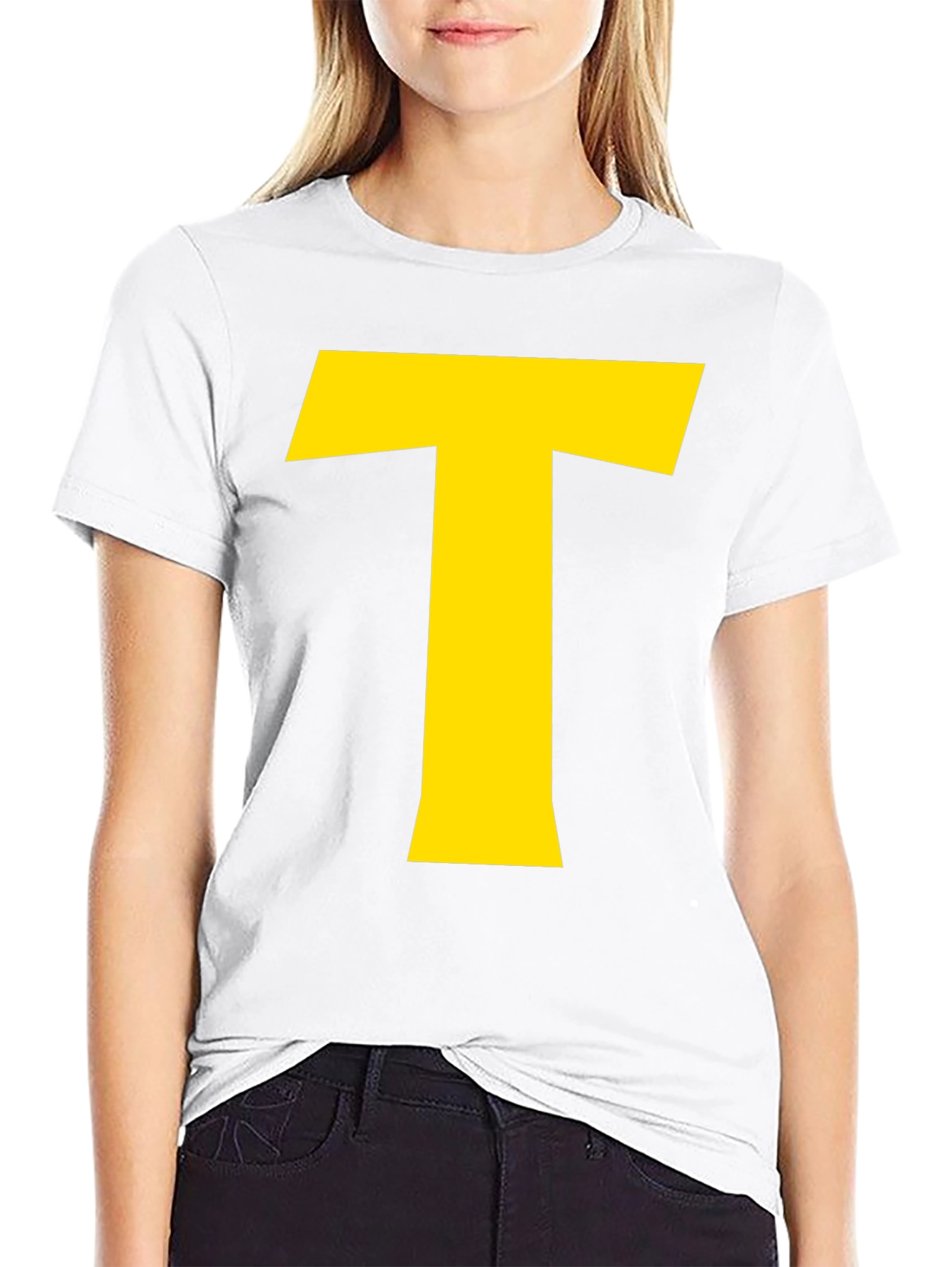 Bold Yellow T Graphic Black T-Shirt