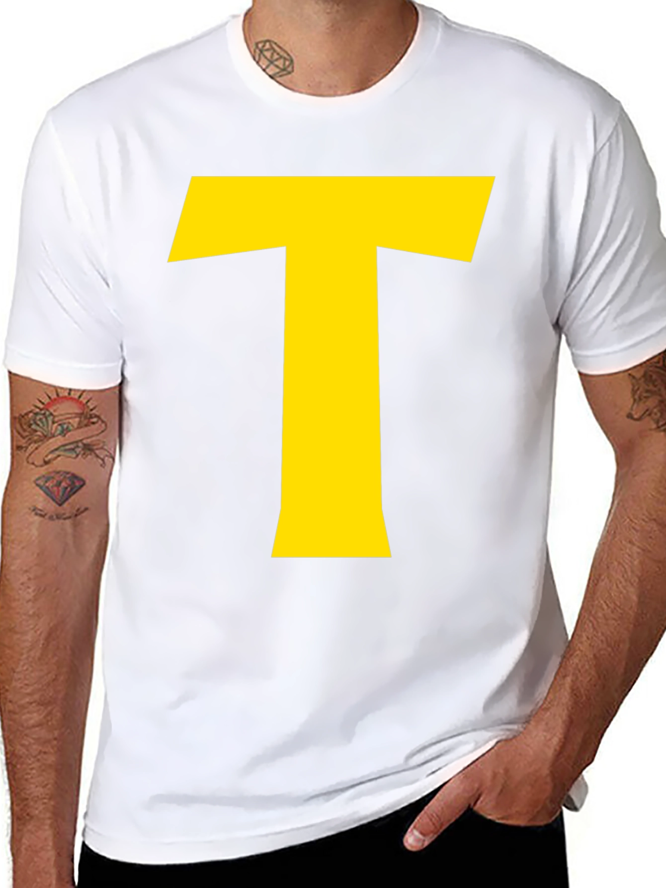 Bold Yellow T Graphic Black T-Shirt