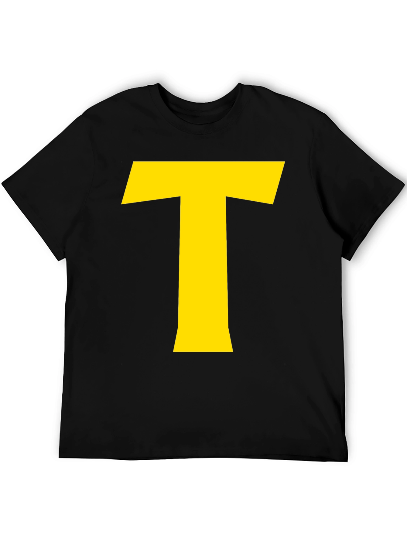 Bold Yellow T Graphic Black T-Shirt