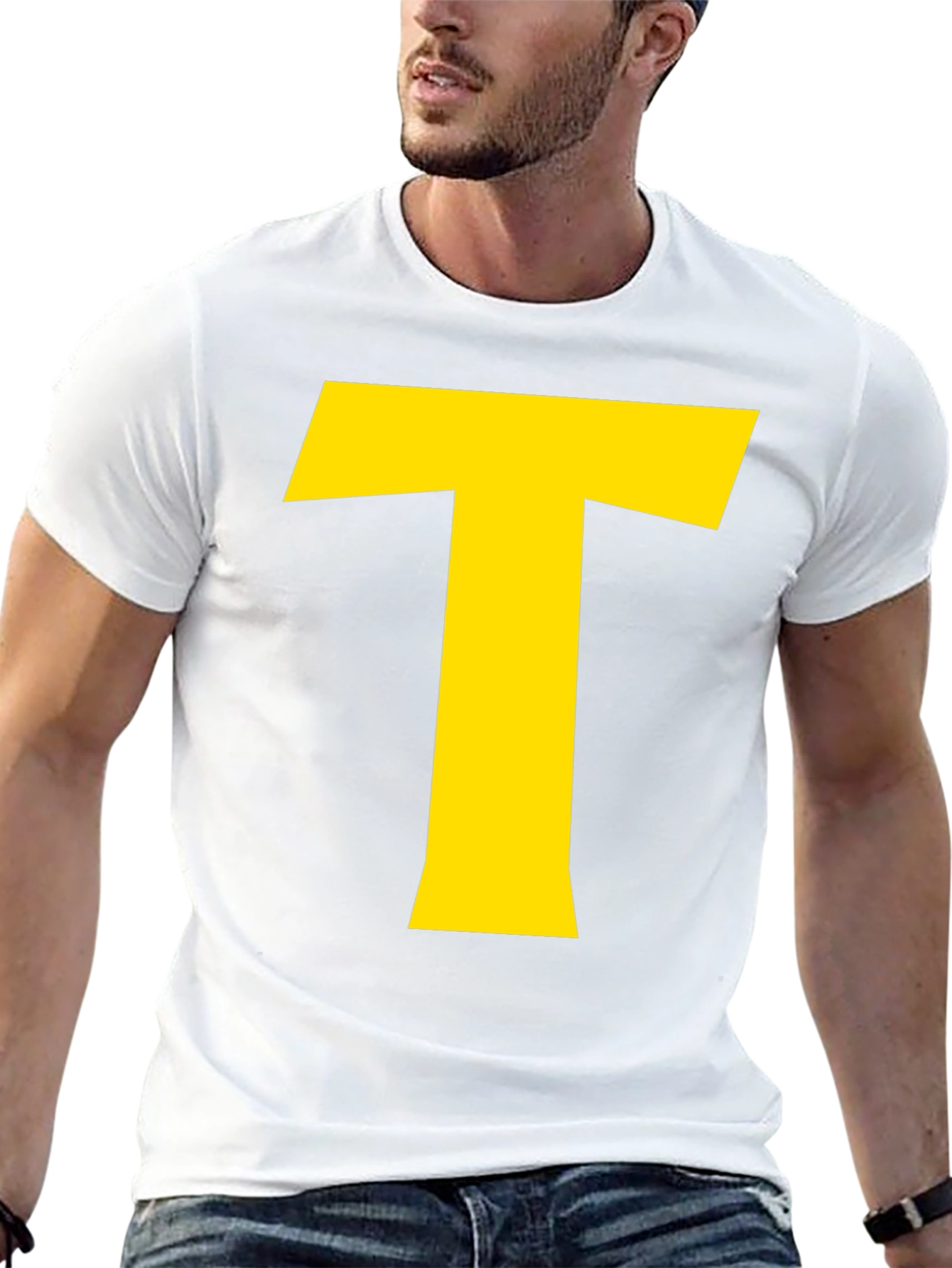 Bold Yellow T Graphic Black T-Shirt