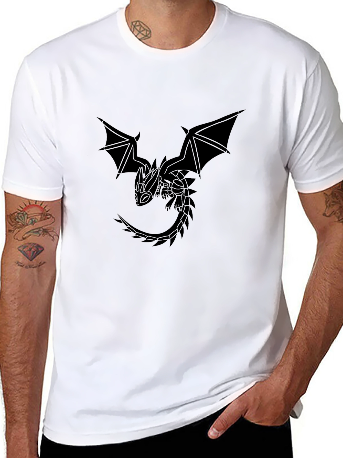 Dragon Graphic Black T-Shirt - Fantasy Style