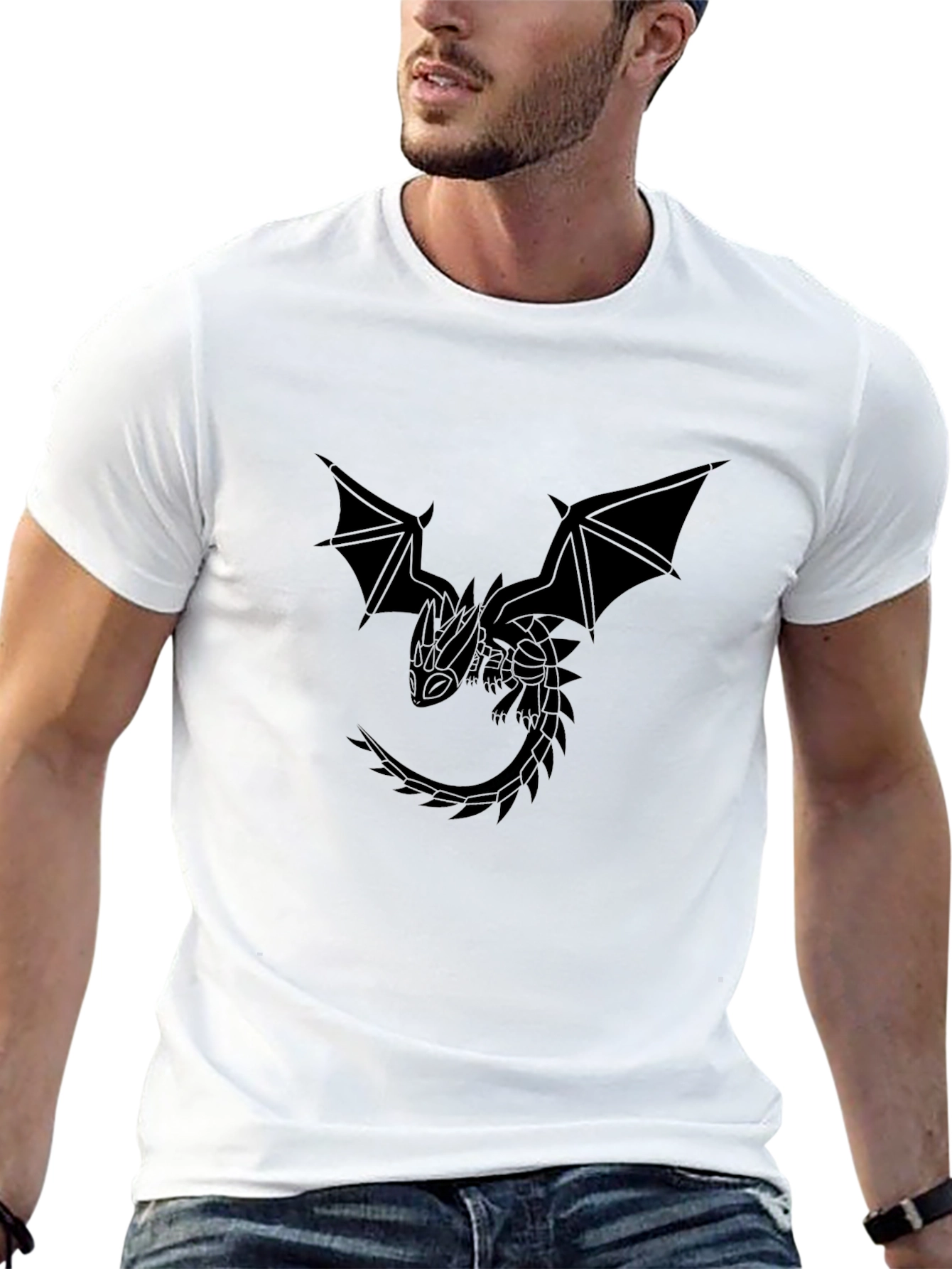 Dragon Graphic Black T-Shirt - Fantasy Style