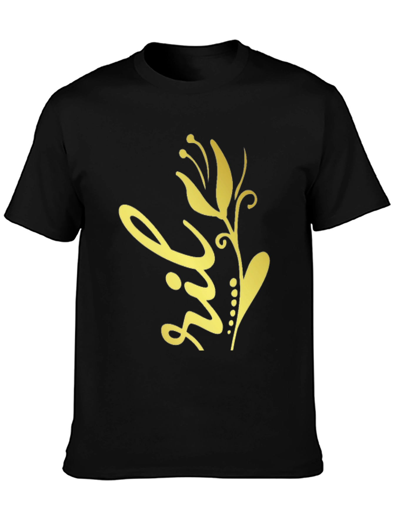Floral Design Black T-Shirt