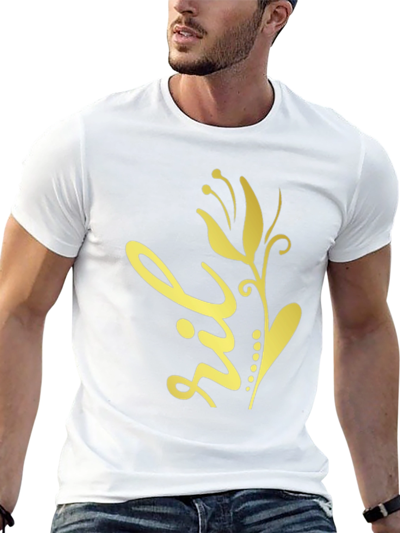 Floral Design Black T-Shirt