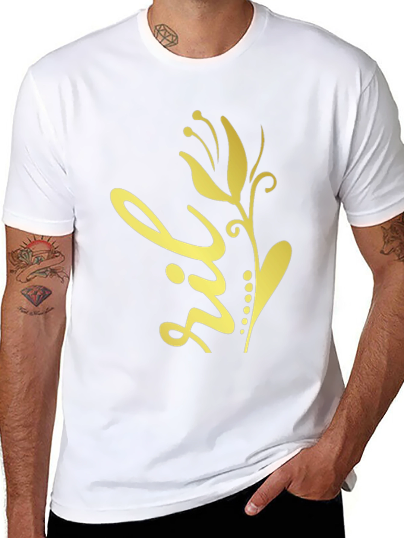 Floral Design Black T-Shirt
