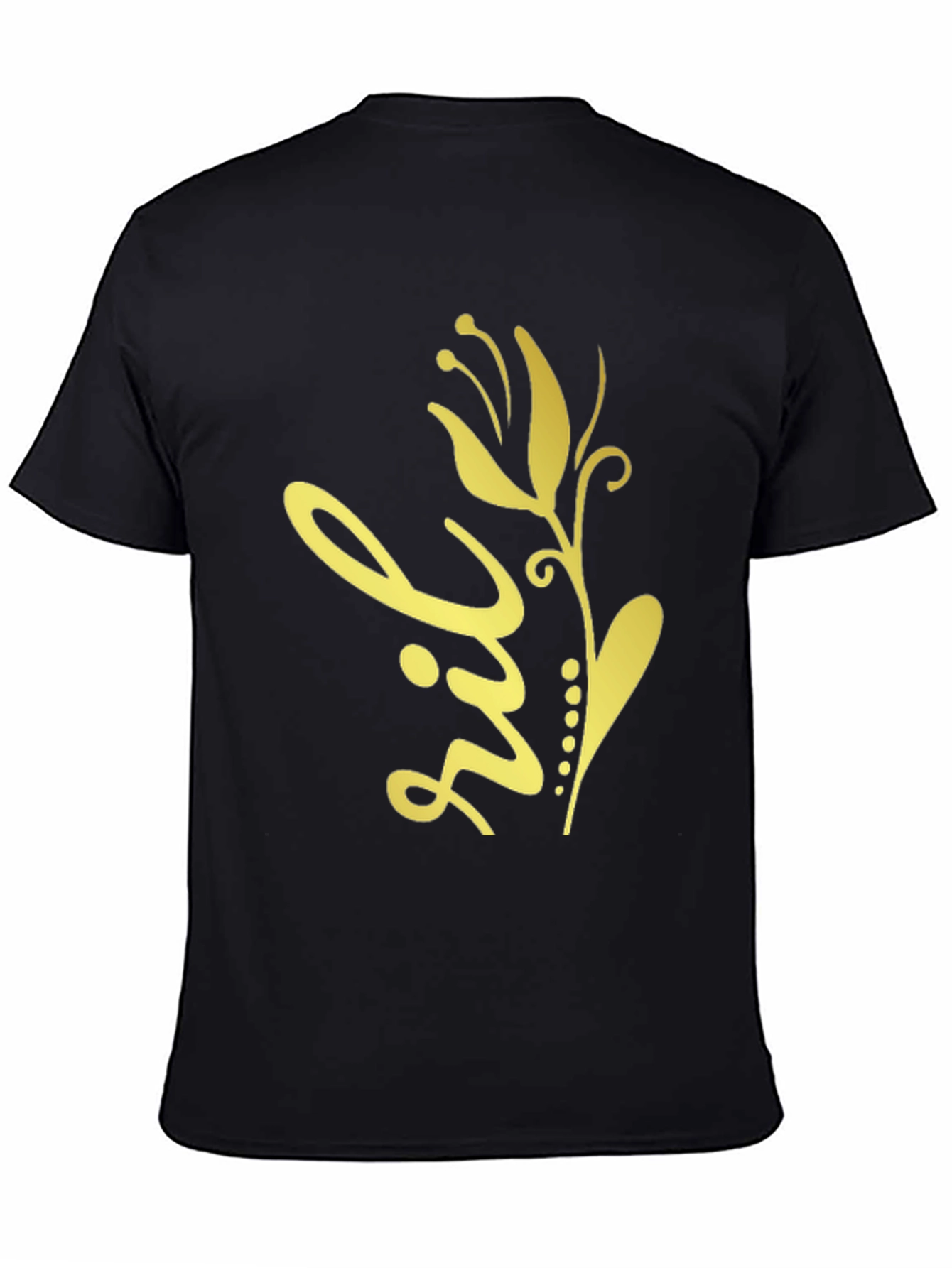 Floral Design Black T-Shirt