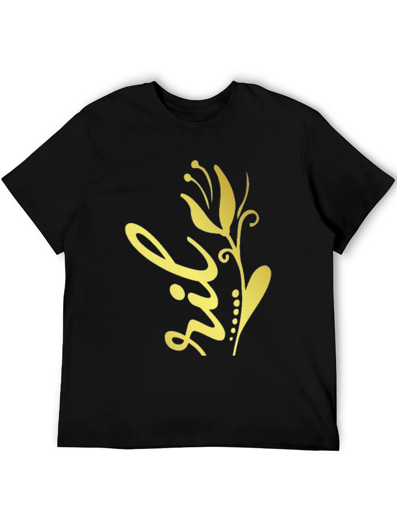 Floral Design Black T-Shirt