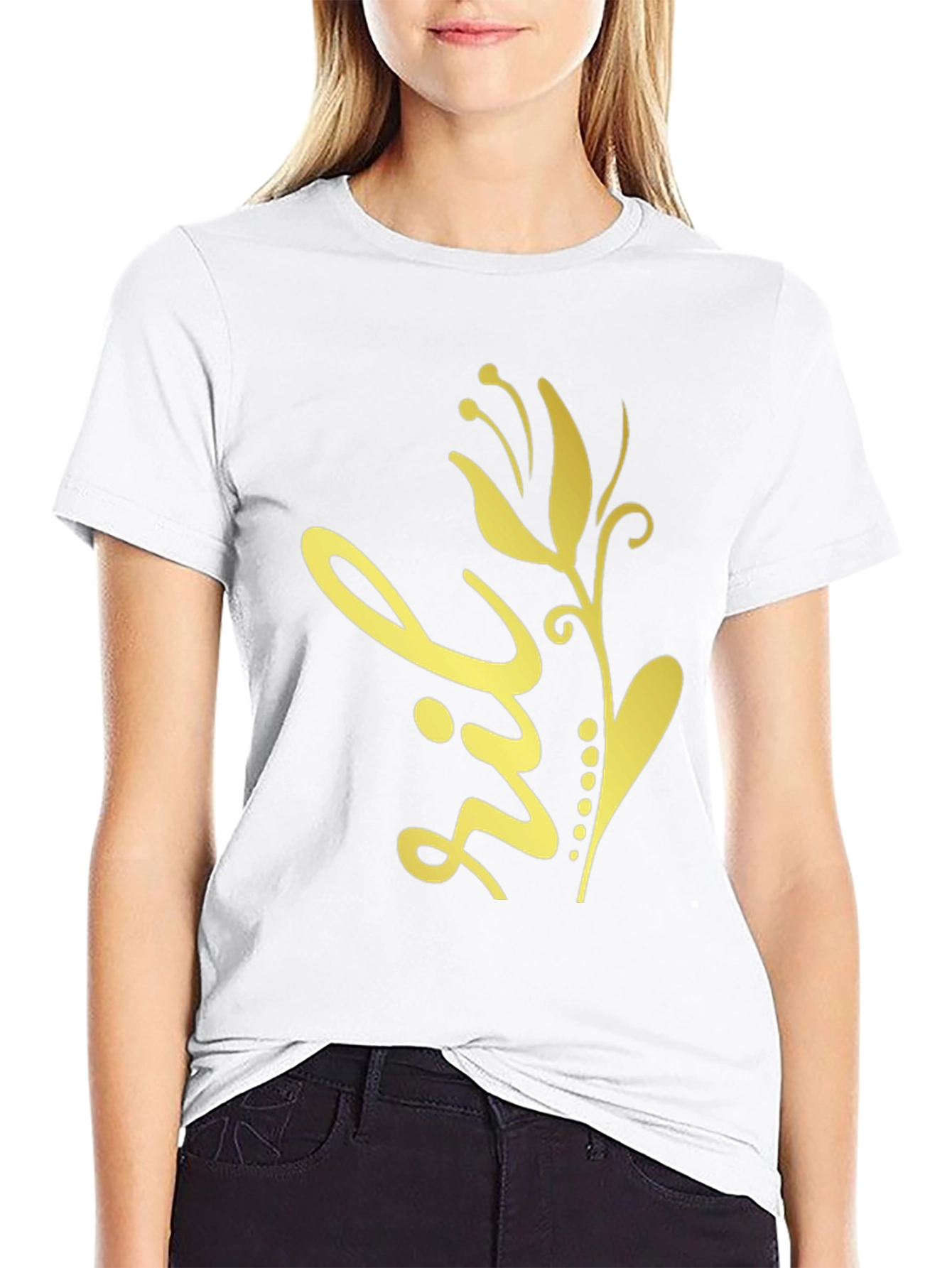 Floral Design Black T-Shirt