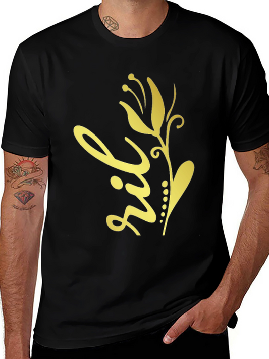 Floral Design Black T-Shirt