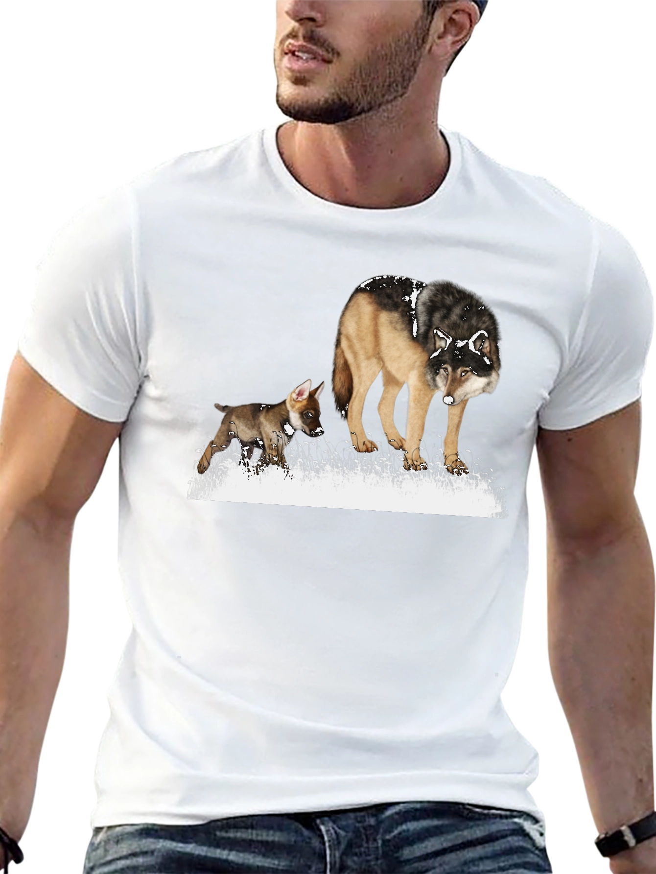 Wolf & Pup Graphic Tee - Stylish Animal Print