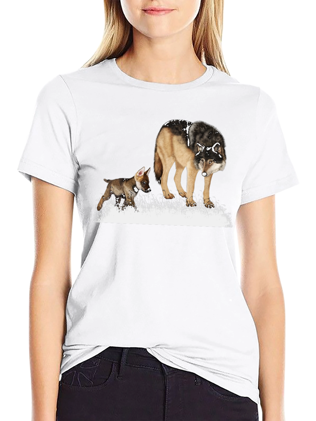 Wolf & Pup Graphic Tee - Stylish Animal Print