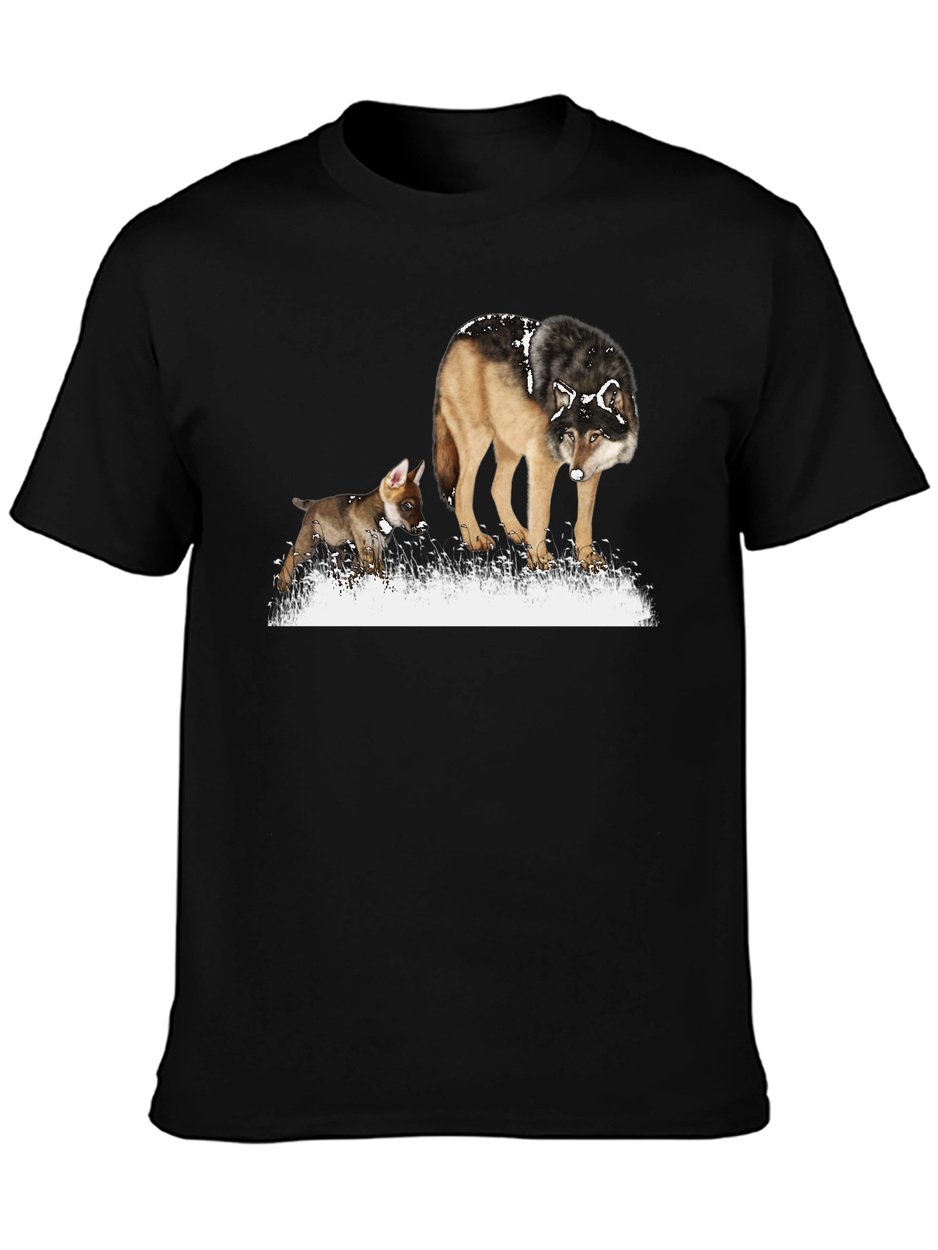 Wolf & Pup Graphic Tee - Stylish Animal Print